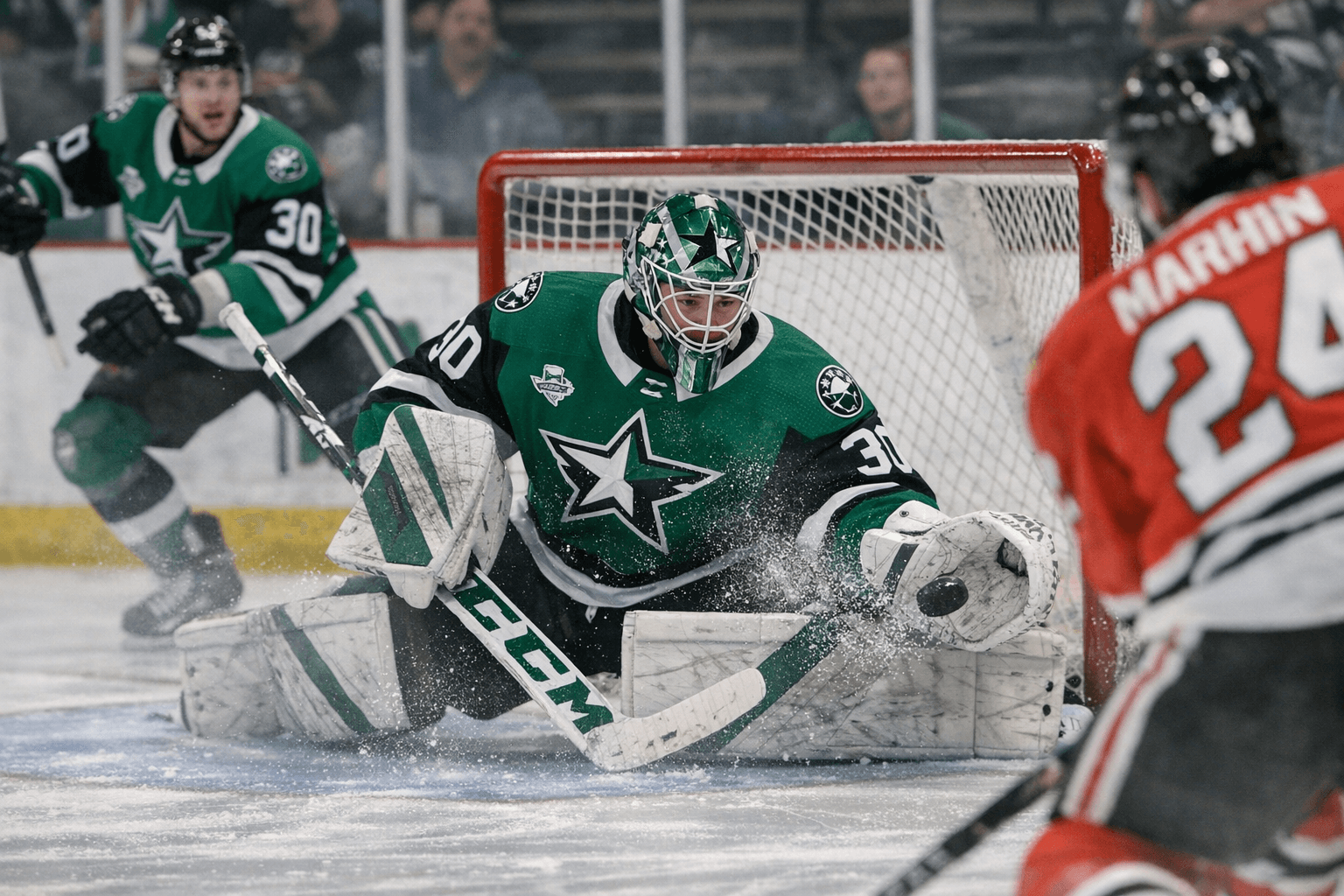 Tiefensee's 23-Save Shutout, Three First-Period Goals Push Texas 5-0