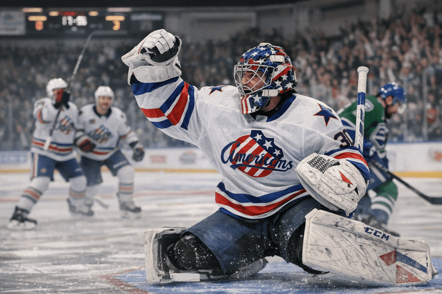 Levi's 23-Save Shutout, Balanced Scoring Push Amerks to 3-0 Tie for Third