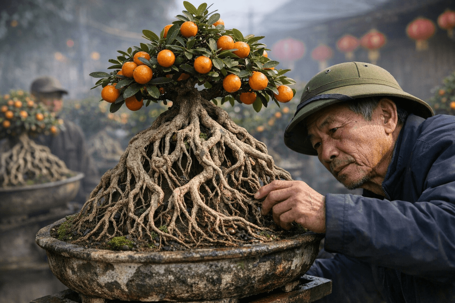 Tu Lien Artisans Introduce Moc Can Exposed-Root Kumquat Bonsai