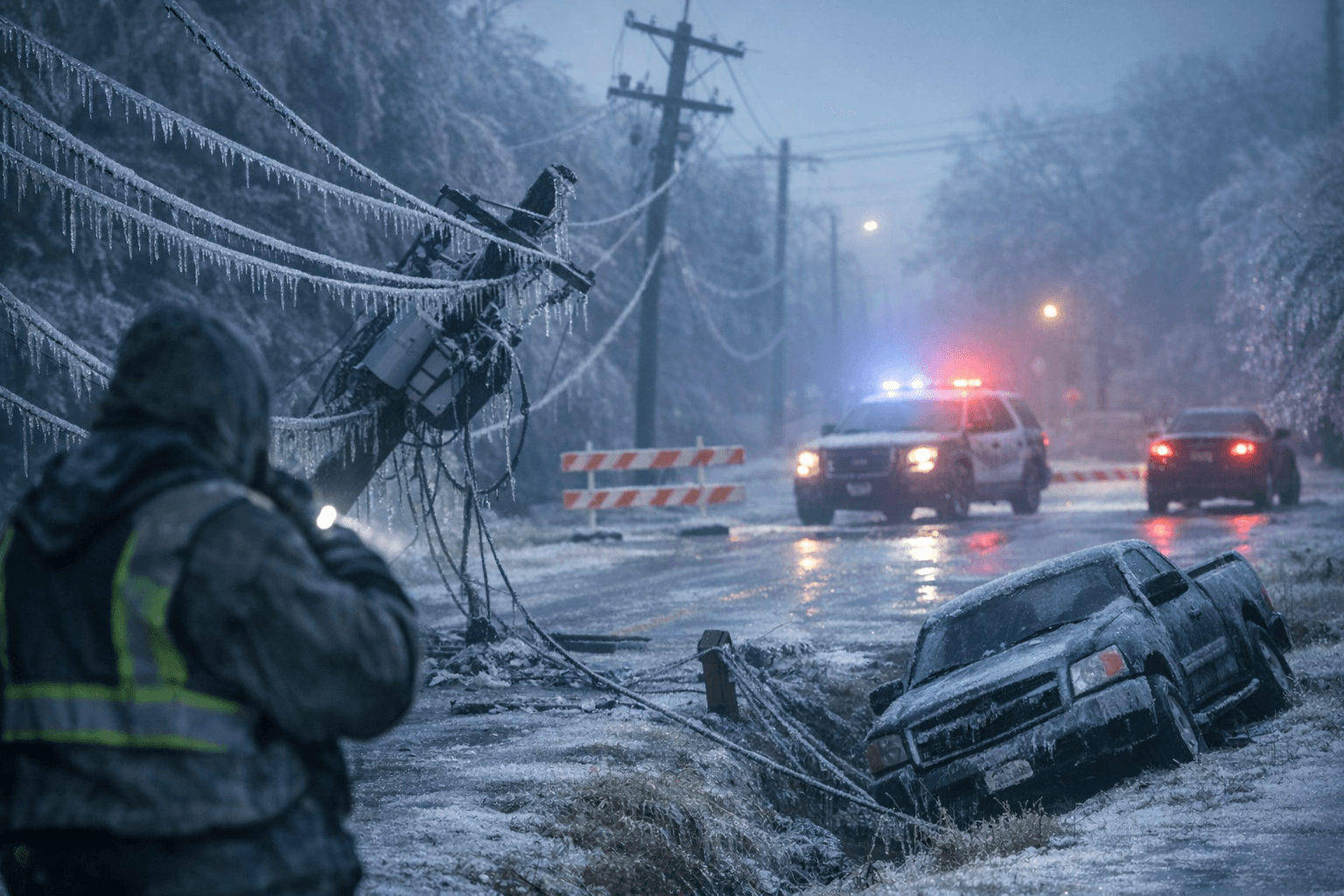 Arctic Blast Brings Ice, Power Outages and Road Closures in Harris County