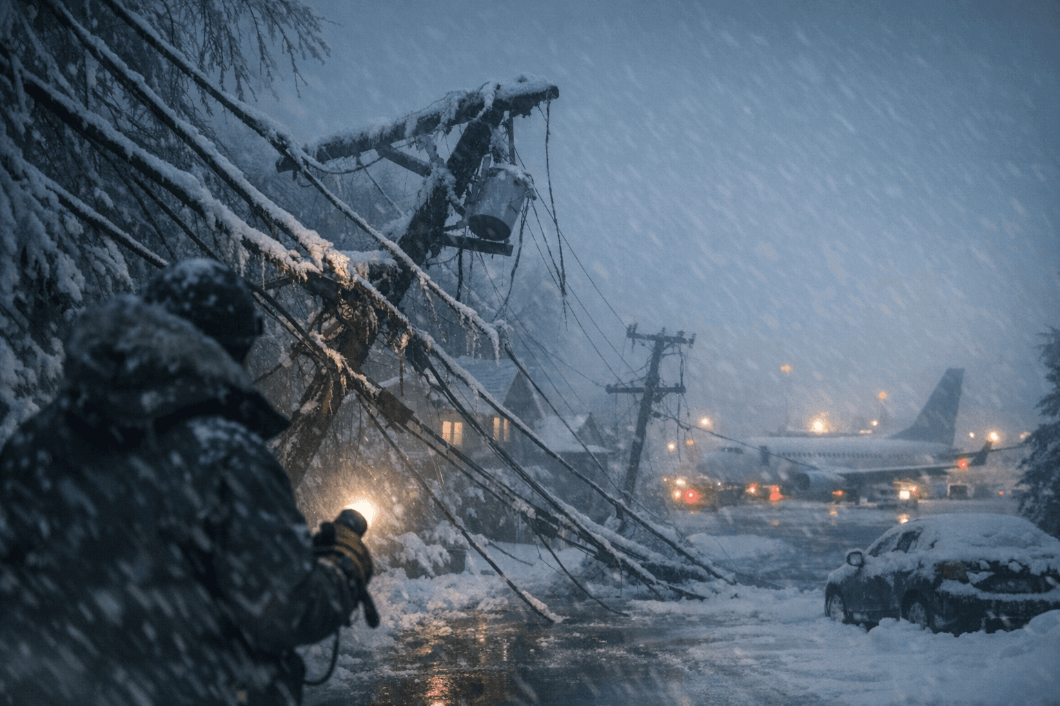 Arctic storm knocks out power to 850,000 customers and halts flights