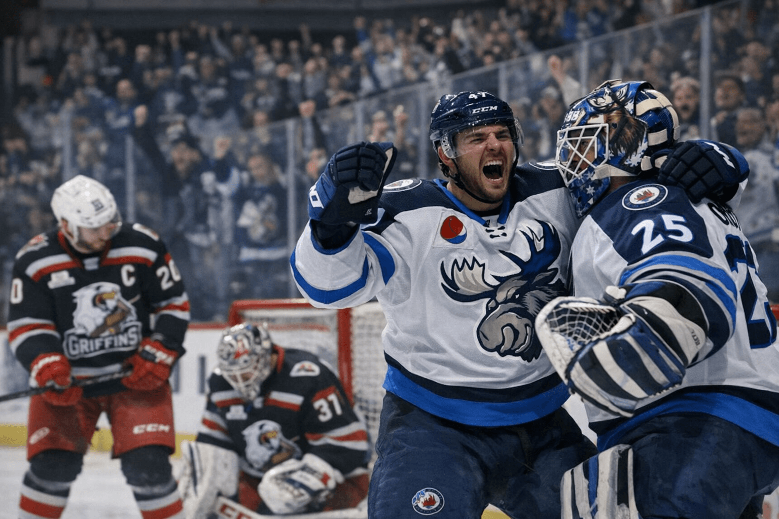 Manitoba Moose Snap Griffins' AHL Record 17-Game Road Points Streak 3-2