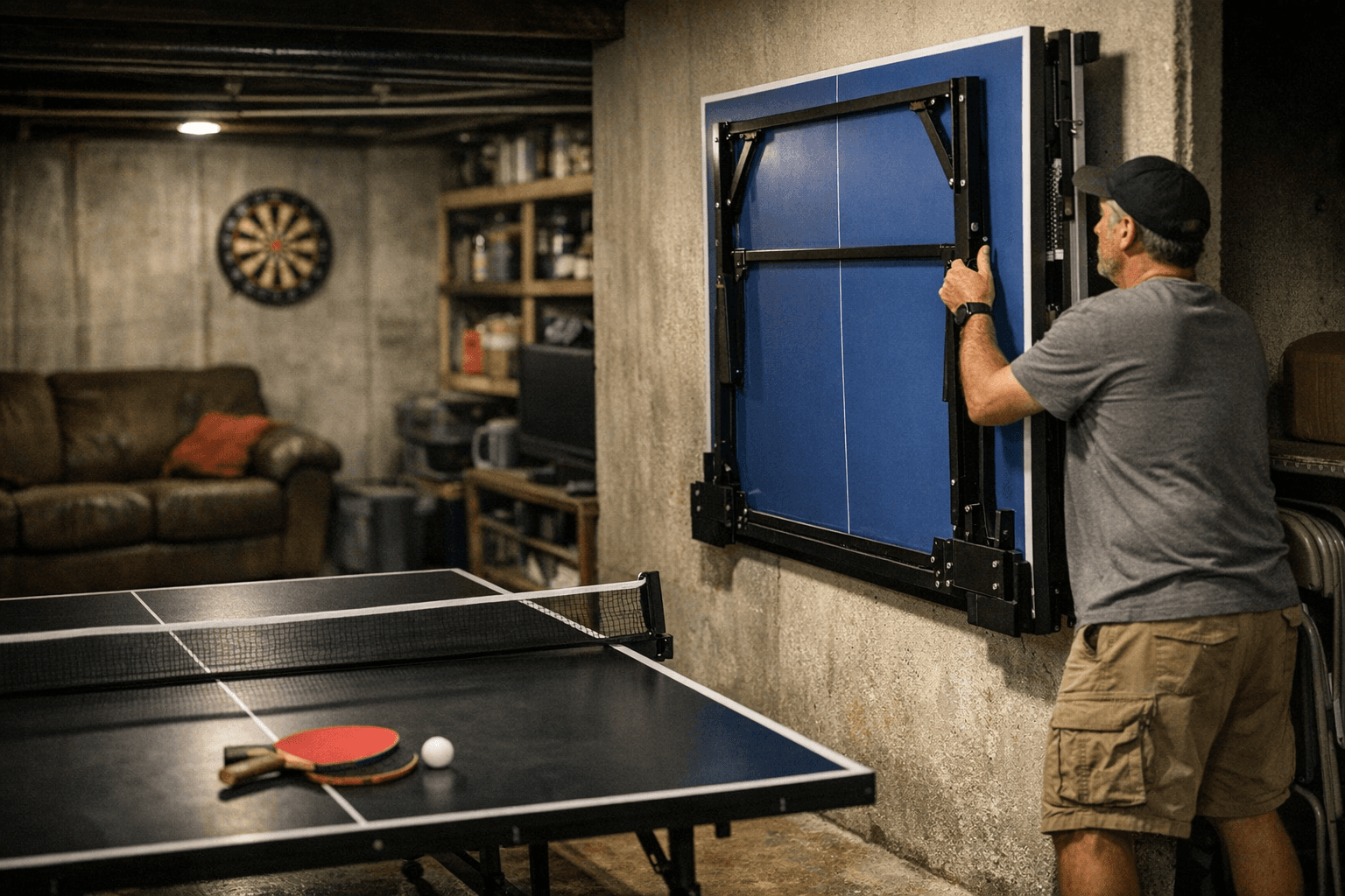 Affordable DIY Space-Saving Foldaway Ping-Pong Table for Basements, Clubs