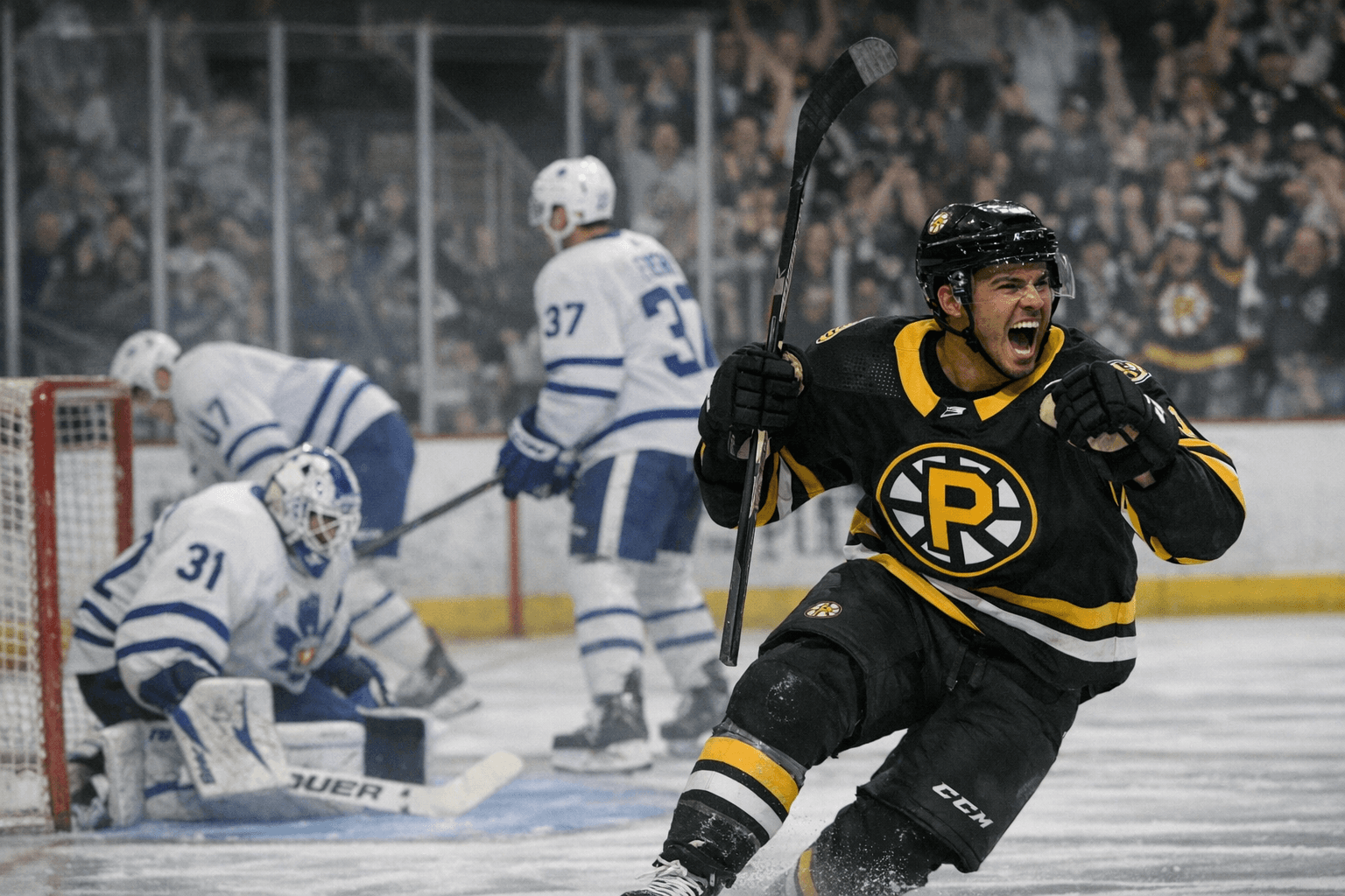 Jordan Harris' overtime goal lifts Providence Bruins past Marlies 4-3