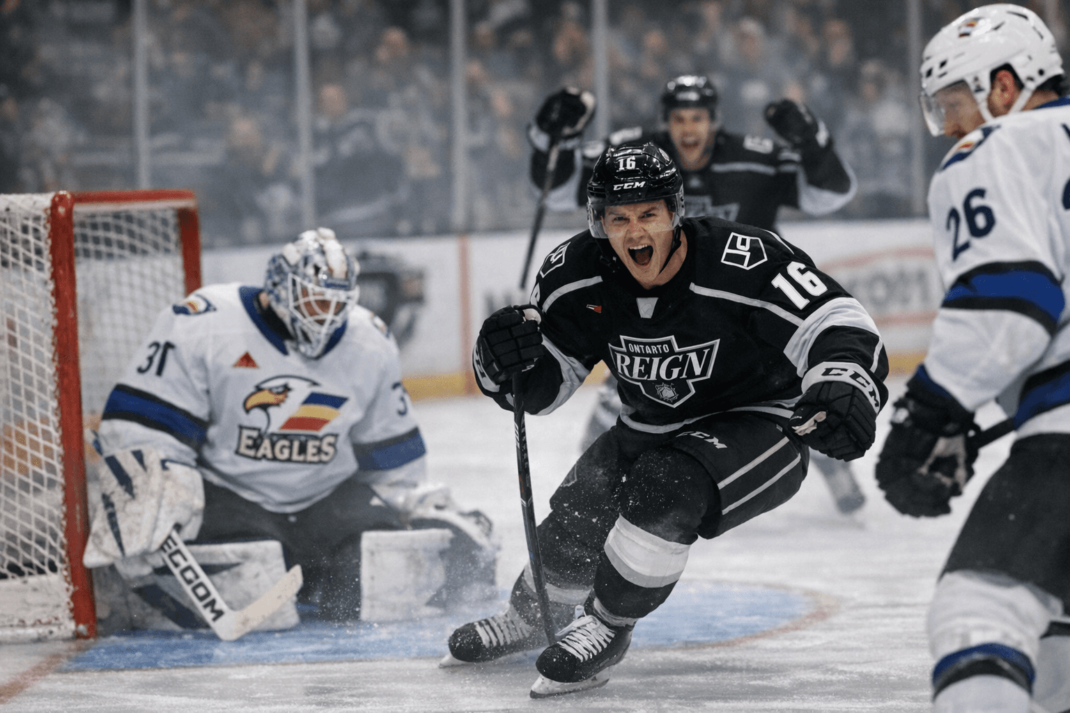 Guttman’s 18-Second Opener, Two Goals Propel Reign Past Eagles 4-1