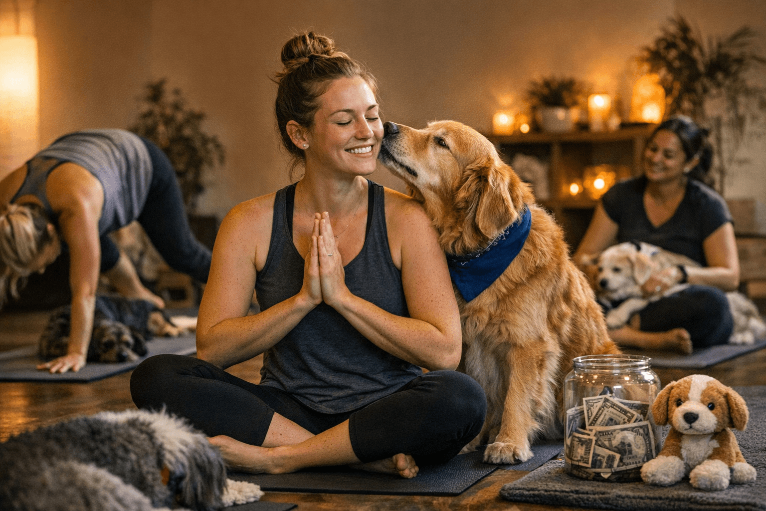 Therapy Dog Yoga at Grow Wellness Raises Funds for ROAR Rescue