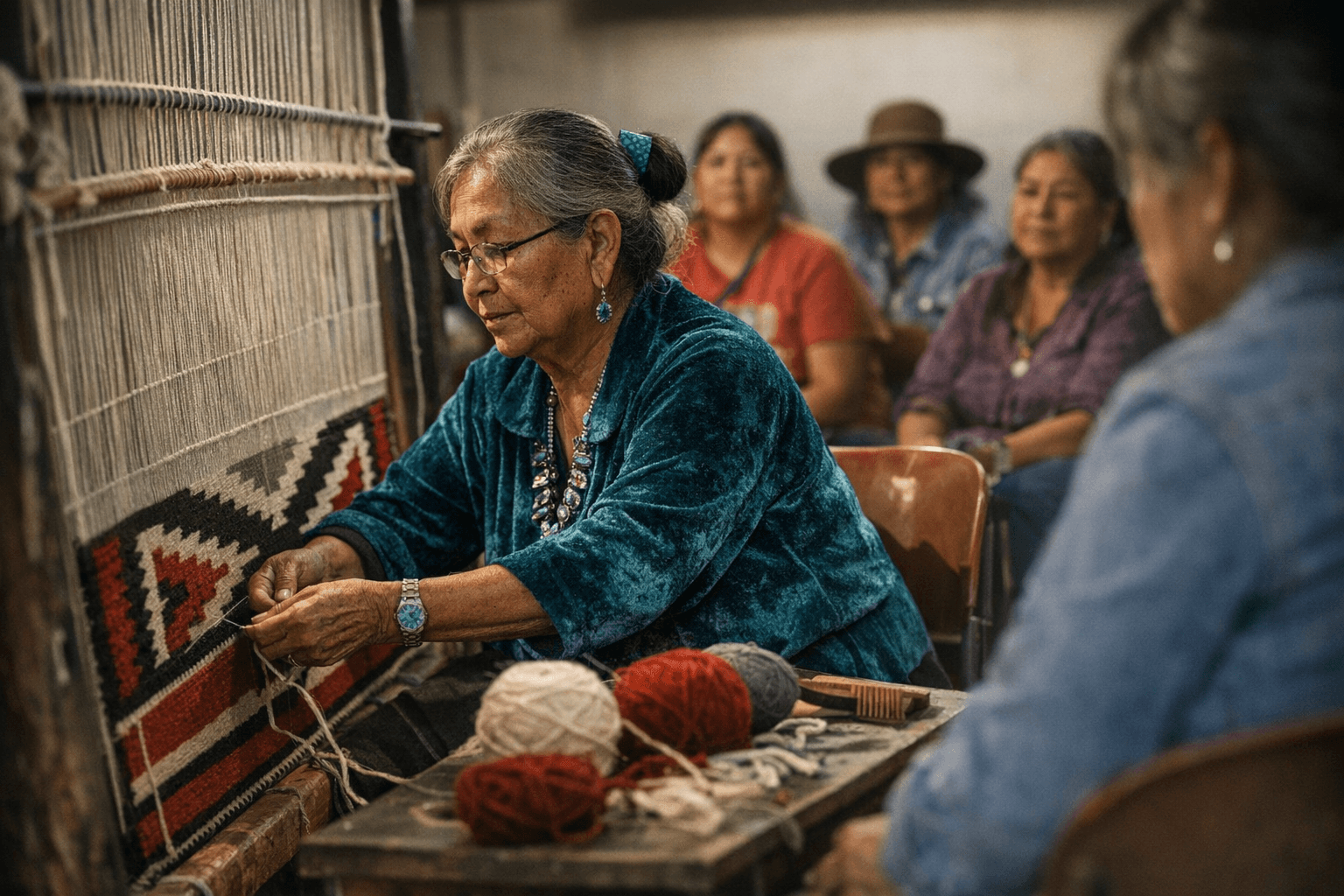 Master Weaver Lois Becenti Leads Navajo Rug Weaving Workshop in Gallup