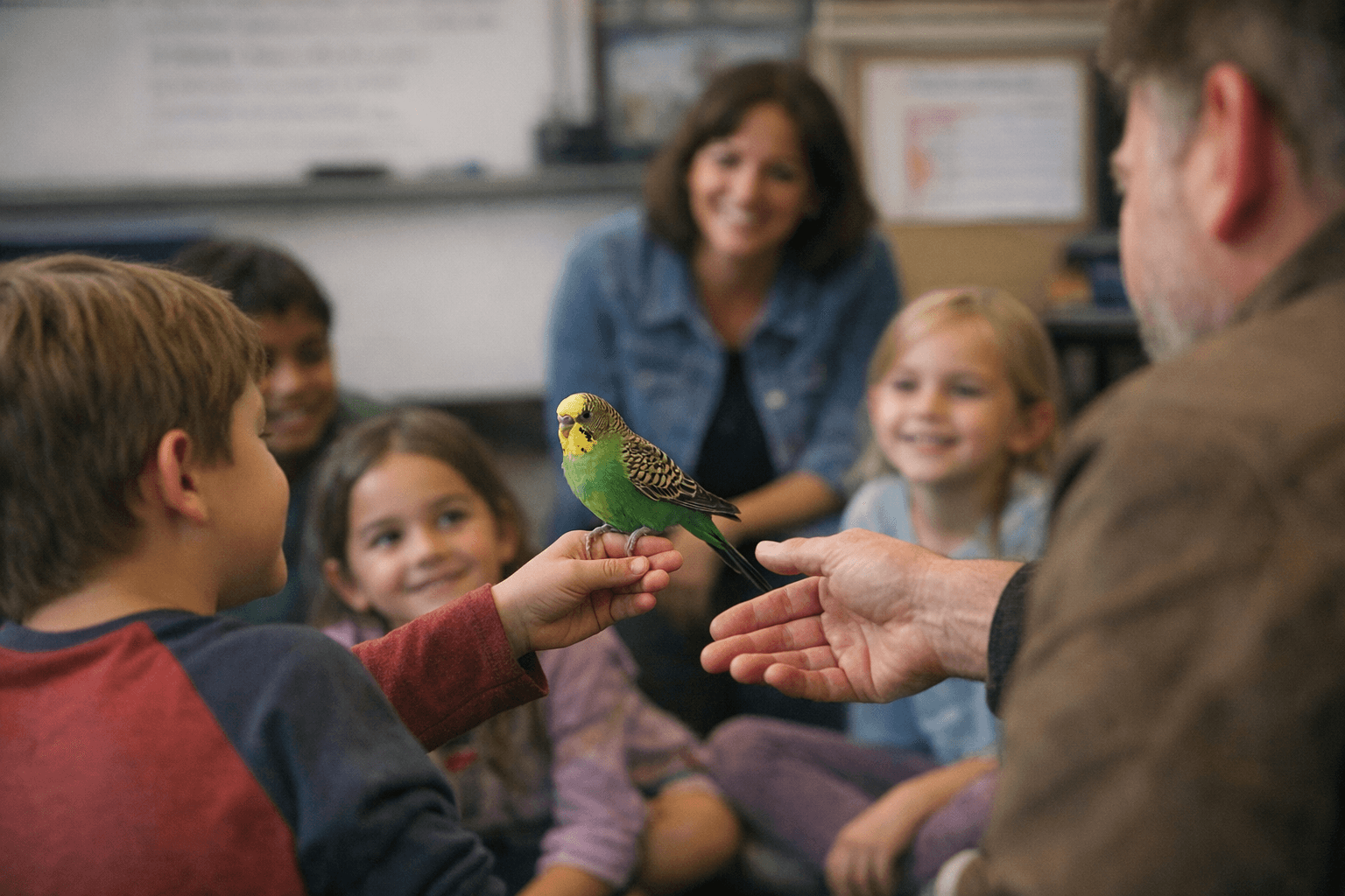 Schoolhouse Budgie Becomes Show-and-Tell Sensation Before Owner Reclaims
