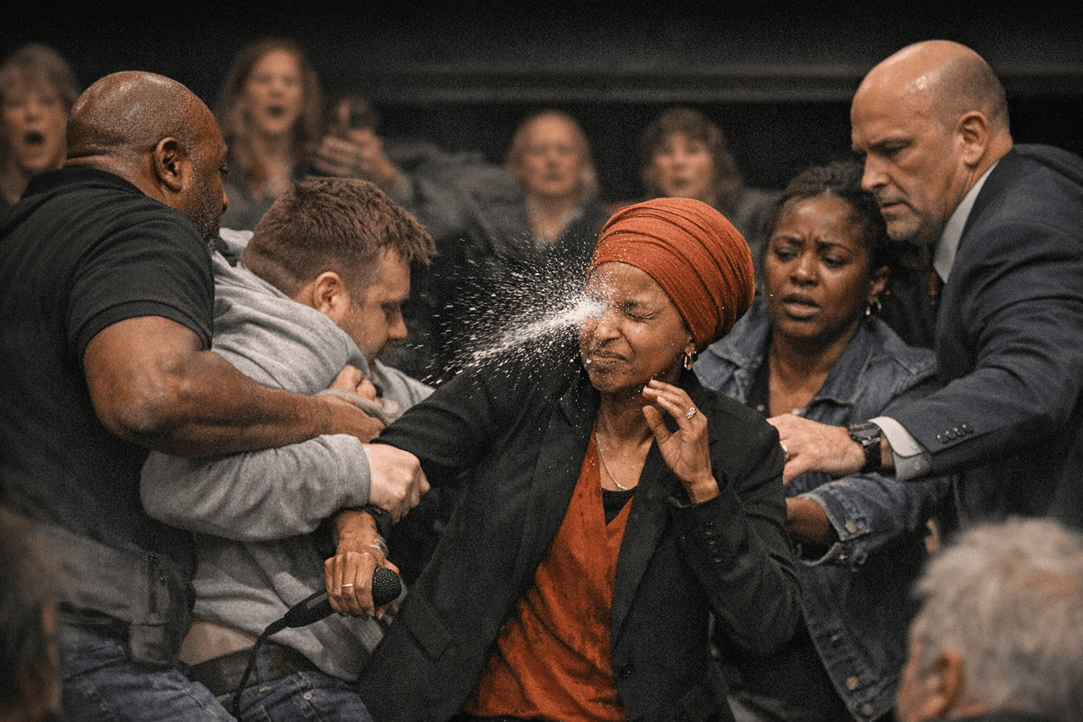 Assailant sprays Rep. Ilhan Omar at Minneapolis town hall