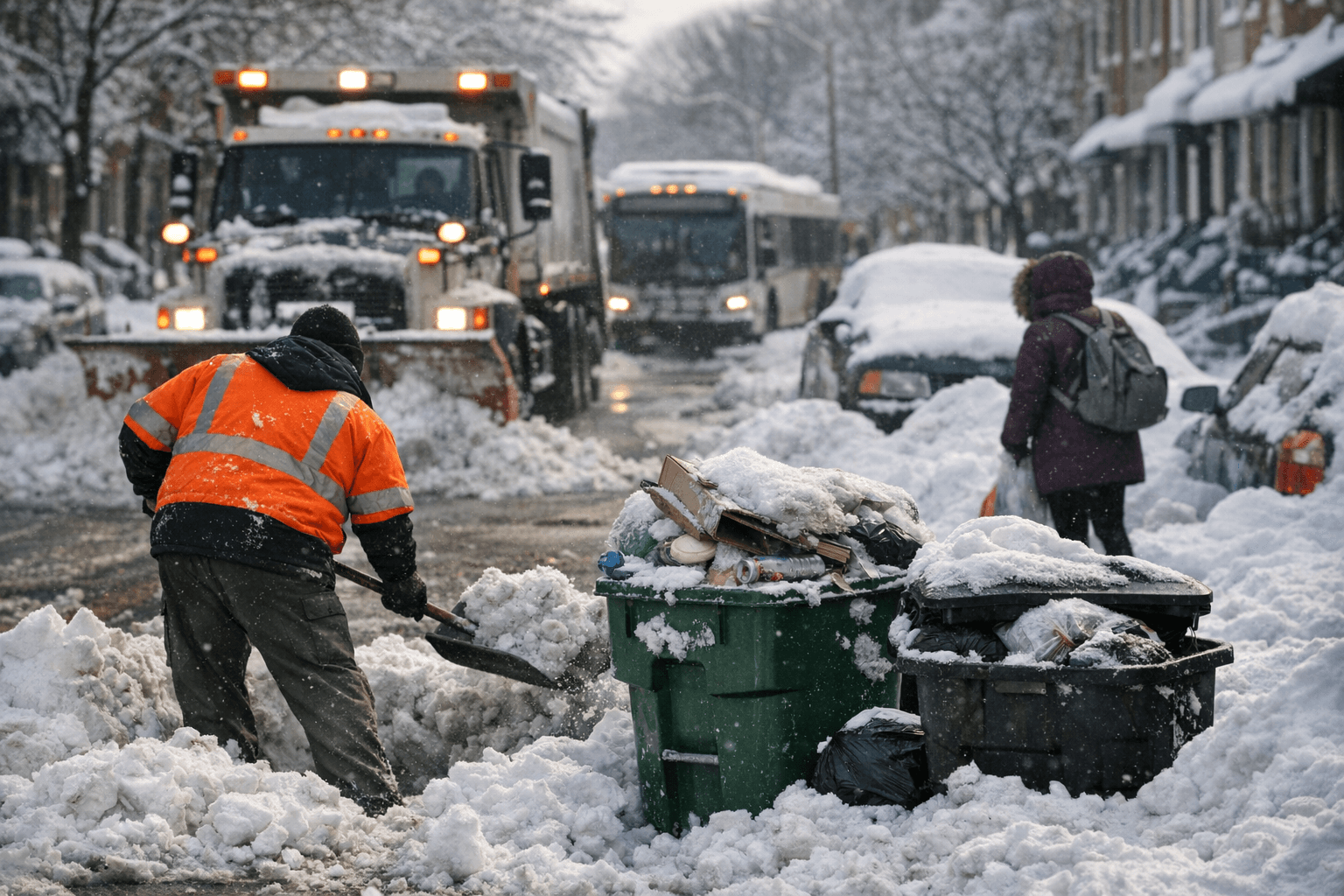 Baltimore Snow Cleanup Continues as Transit, Recycling and Trash Services Disrupted