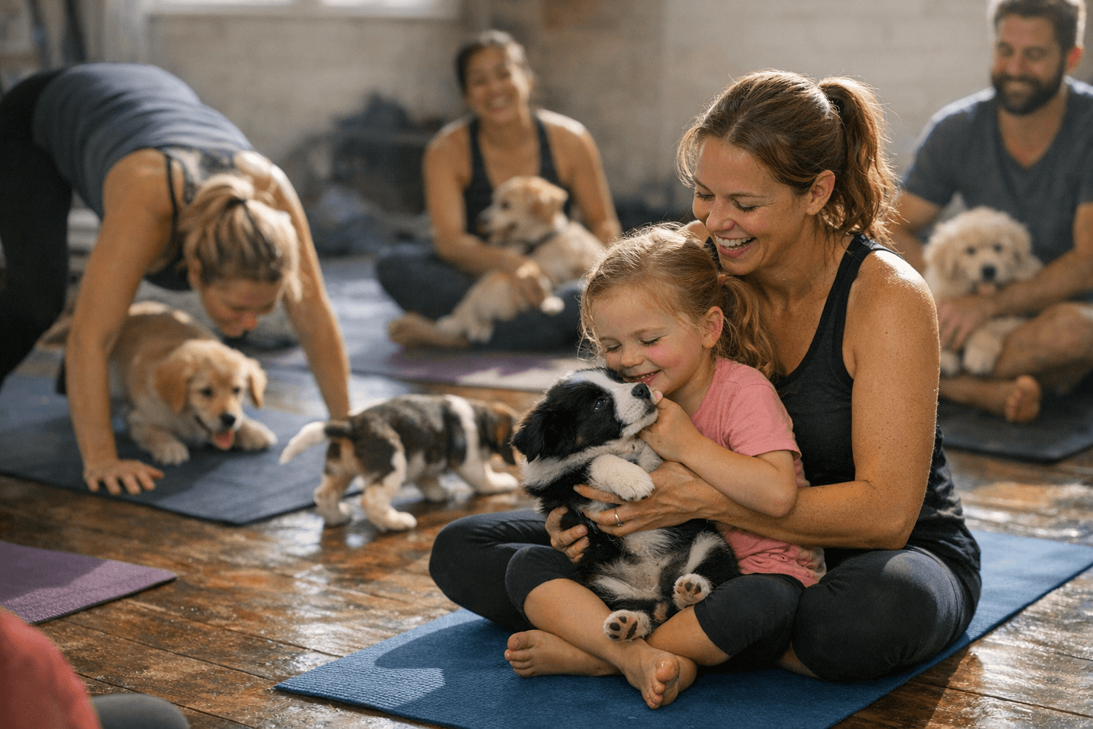 Family-Friendly Puppy Yoga Jan 24-25 at Paddington and Bulimba Venues