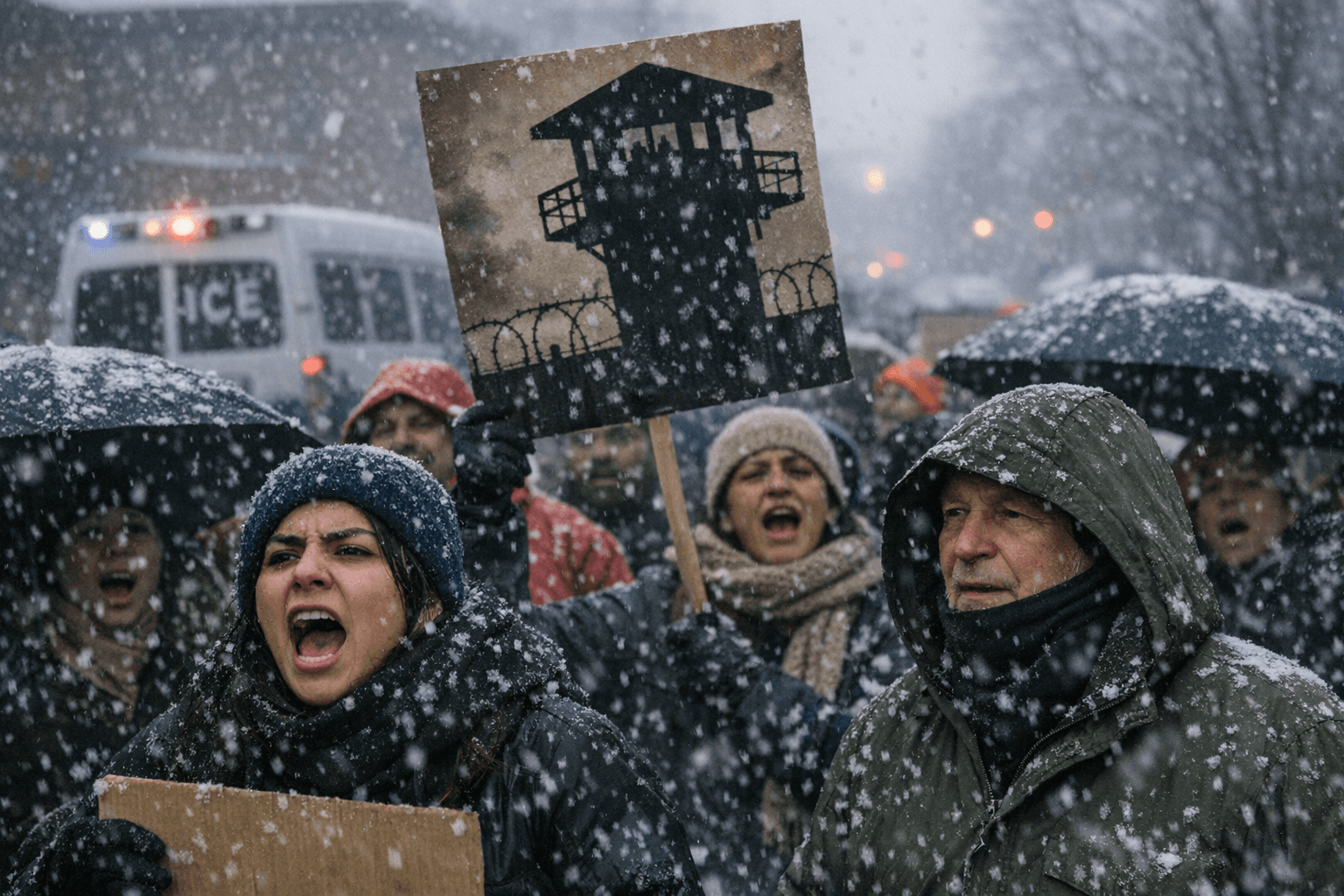 Over 200 Protesters in Newburgh Demand Abolition of ICE, Oppose Chester Facility