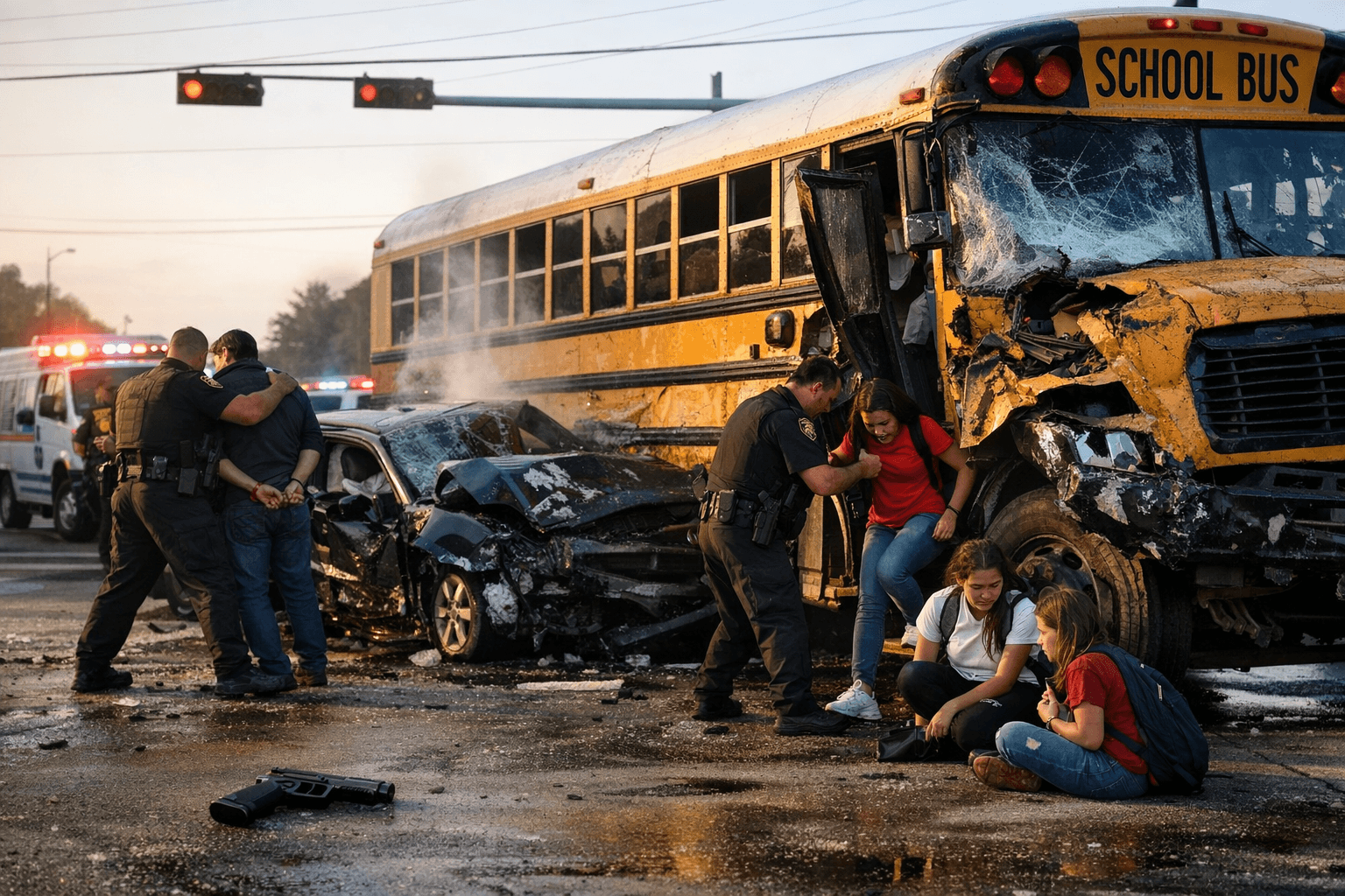 Stolen car pursuit in Humble hits Aldine ISD bus; 4 students injured