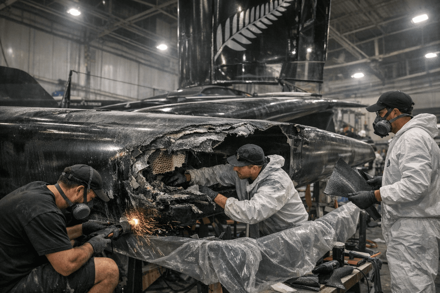 SailGP Executes Massive In-Season Black Foils F50 Hull Repair, Lessons for Teams