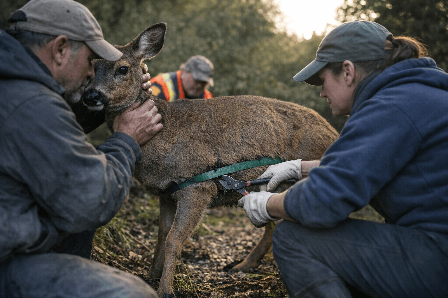 Coupeville doe freed after plastic packaging strap wrapped around abdomen