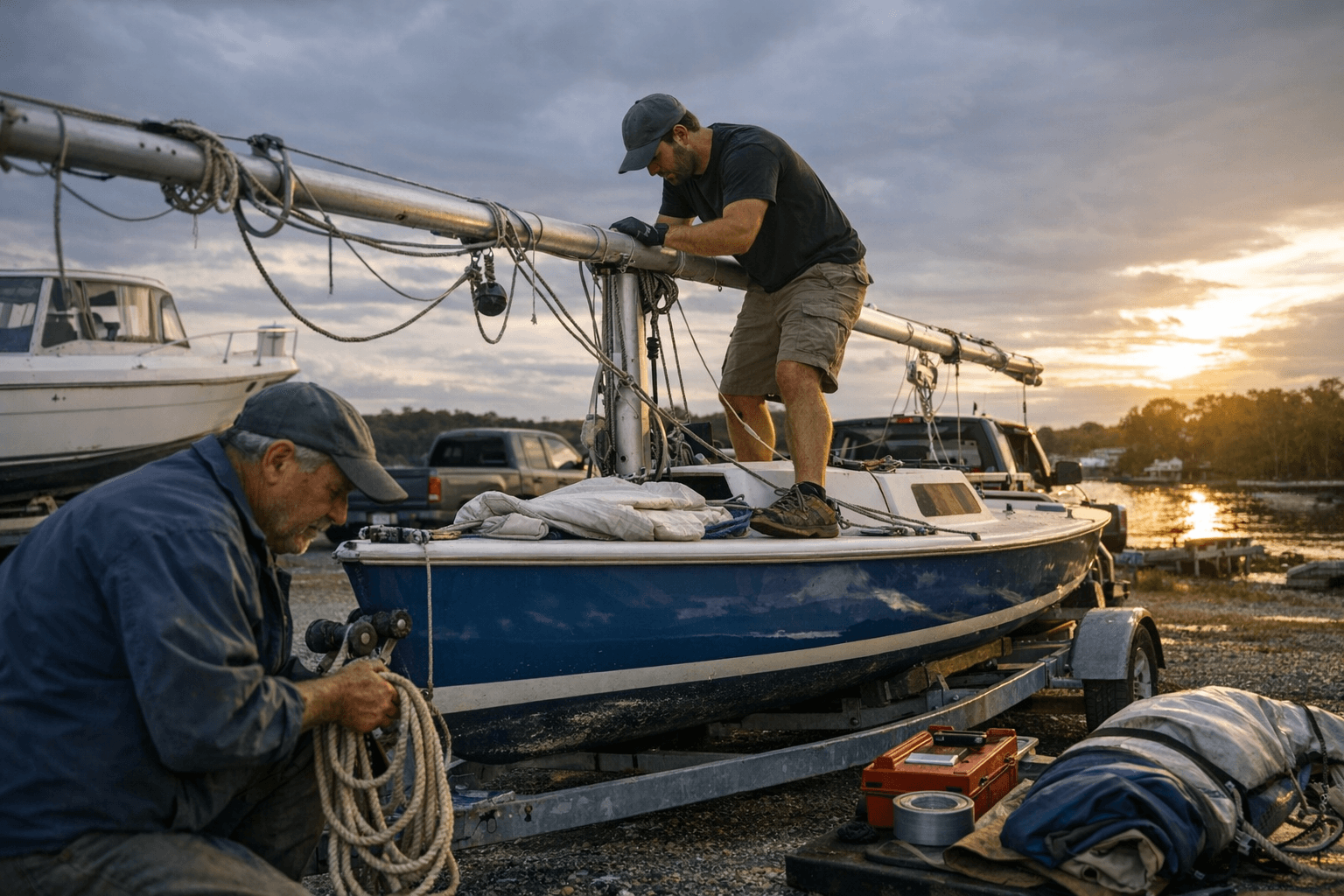 Downrigging and Transport Prep for 1971 O'Day Daysailer II CYANE
