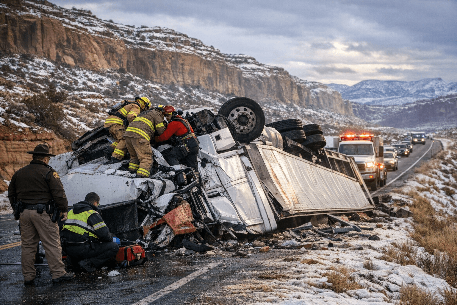 Semi-Truck Rollover on US-191 South of Moab Prompts Rescue, Delays
