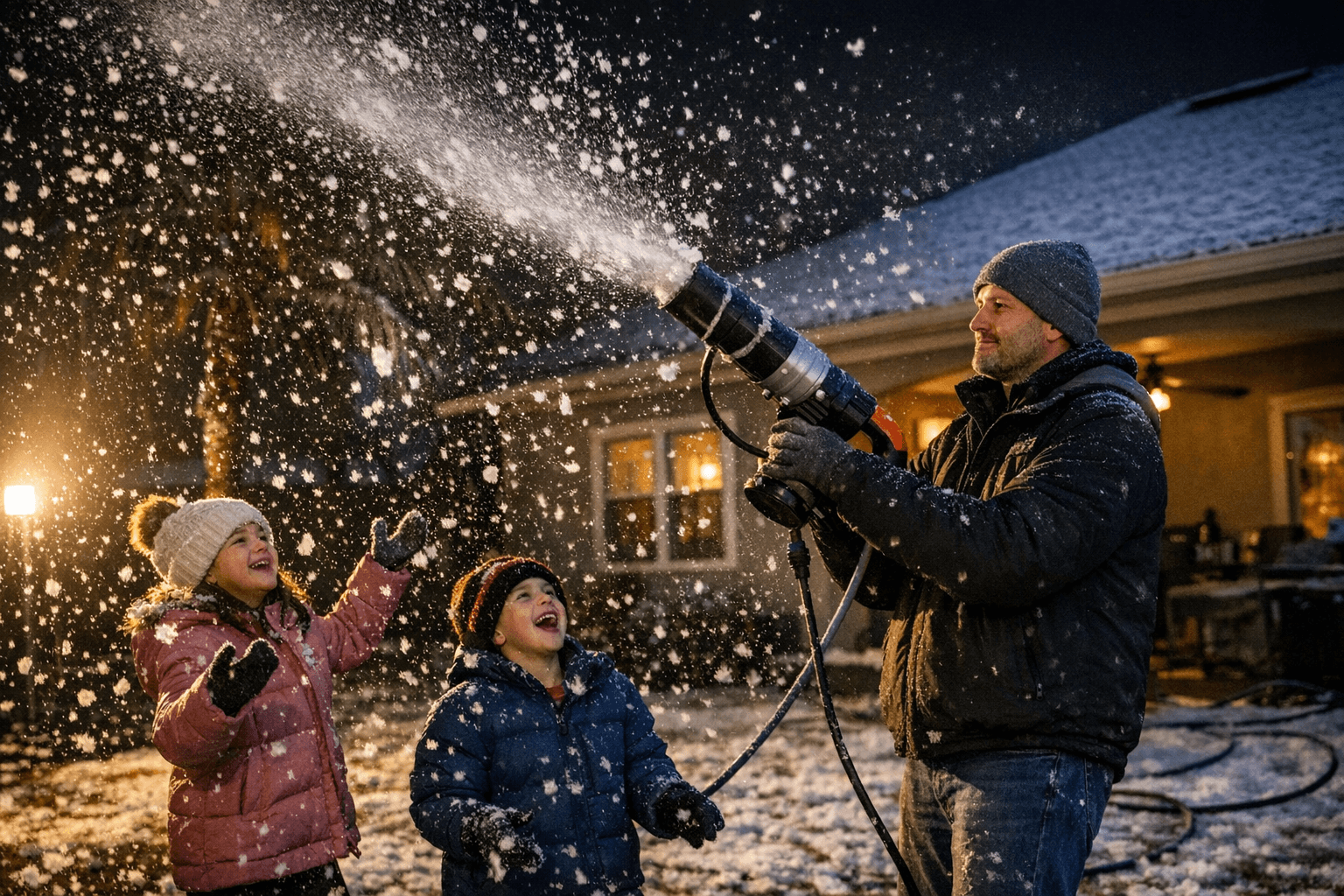 Seminole County Dad Creates Homemade Snow Flurries During Record Cold Snap