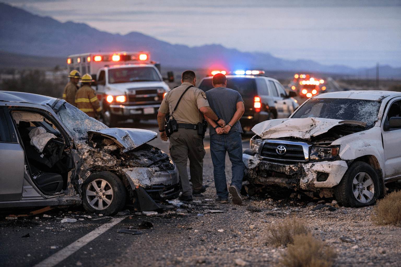 Two-Vehicle Crash on Pahrump SR-160; Driver Arrested on Suspicion of DUI