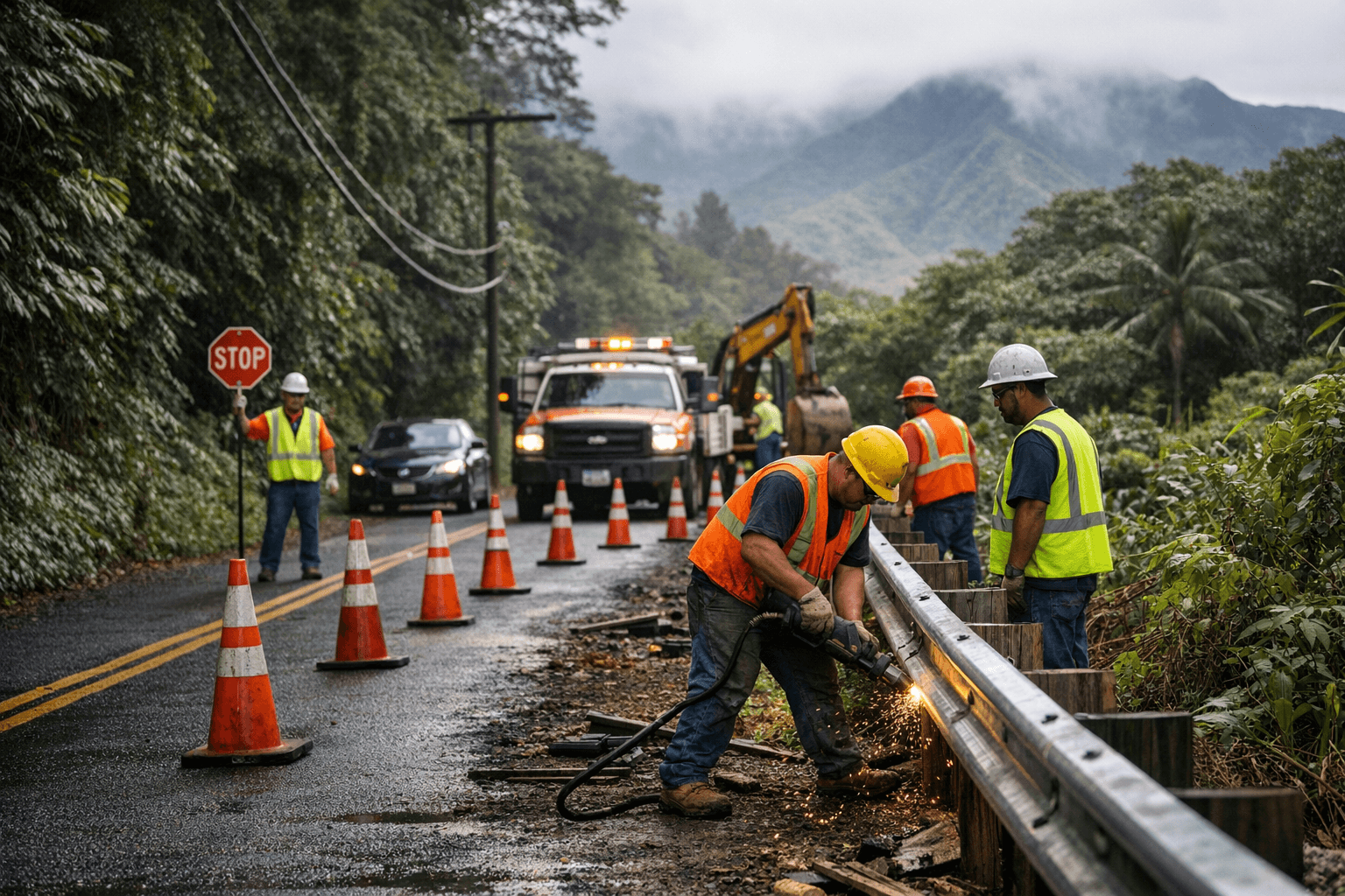 Lane Closures for Guardrail Repairs on Kainahola Road Feb. 5 and 6
