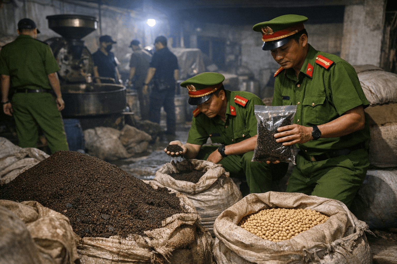 Vietnam police raid Lam Dong warehouse, seize tons of soybean-based fake coffee
