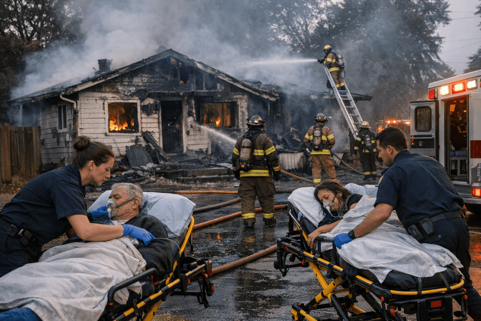 Two Hospitalized After Early-Morning House Fire at Fisher Road and Royal Avenue