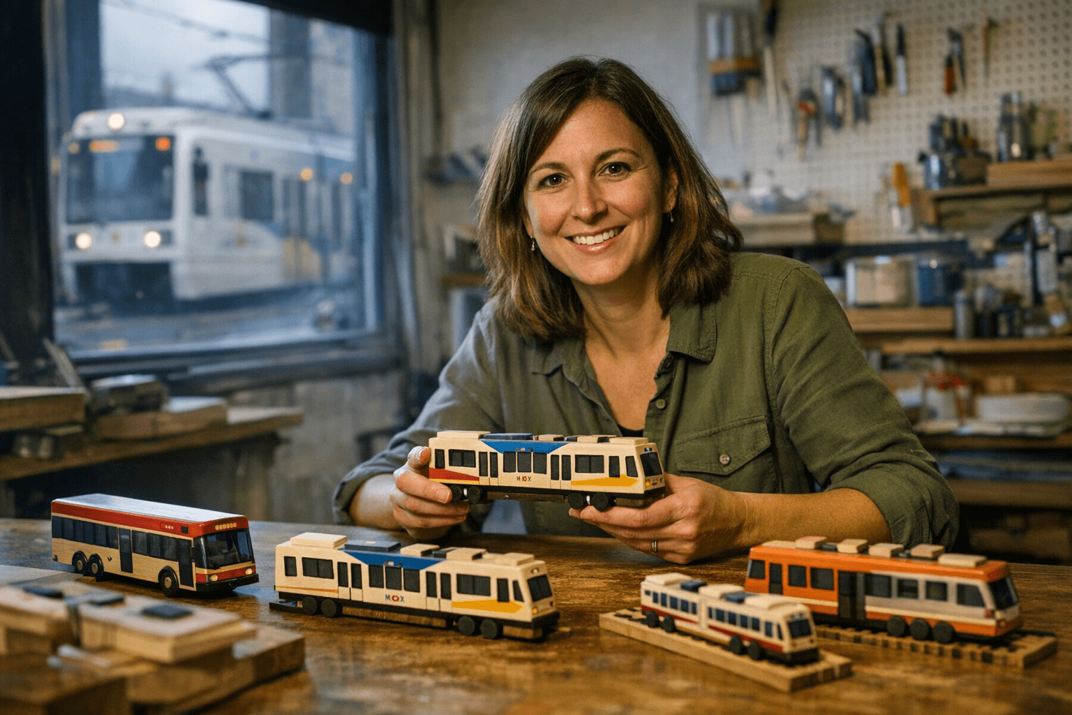 Daniela Egan Launches Tiny Track Toys Selling Portland Transit Wooden Replicas