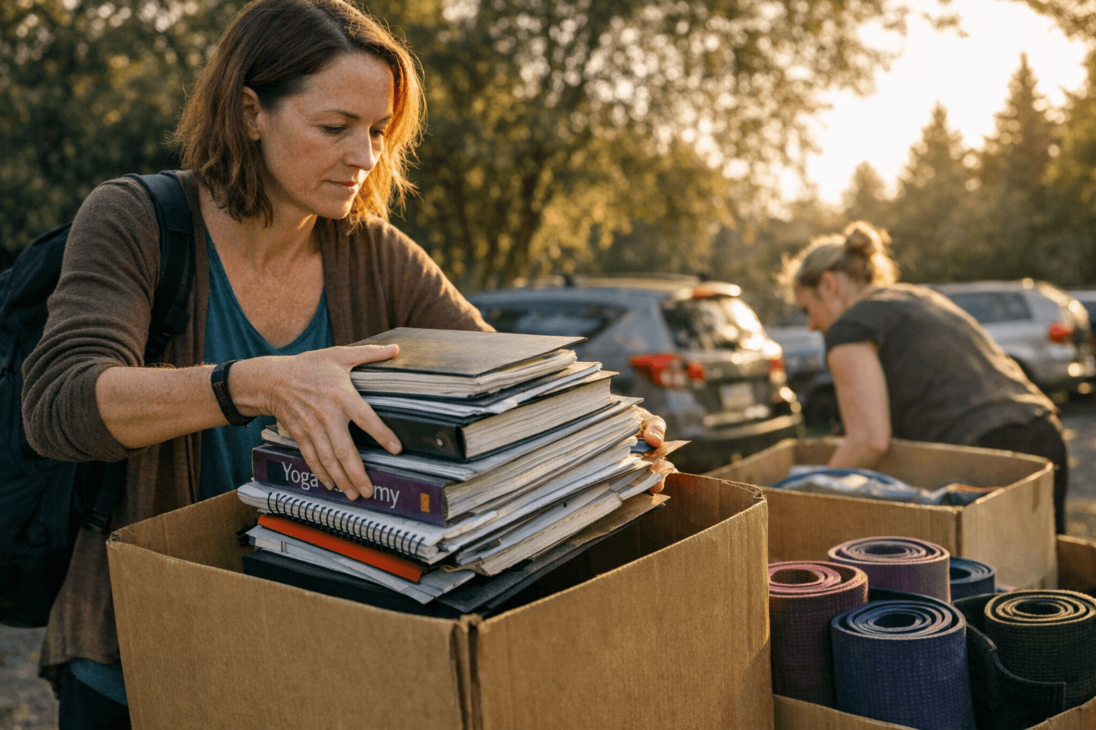 Amber Burke Gives Away 30 Pounds of Yoga Material to Travel Lighter