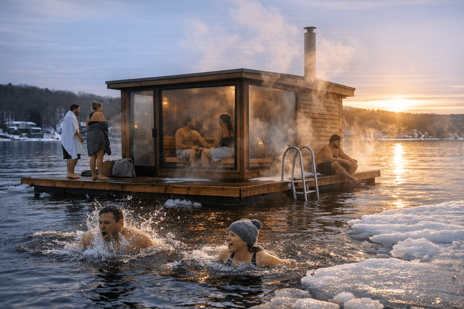 KOS Sauna opens New York's first public floating sauna on Saratoga Lake