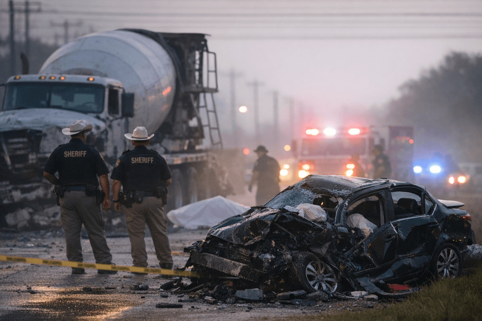 One Dead After Early-Morning Cement Truck Crash on Hempstead Road Near Hockley