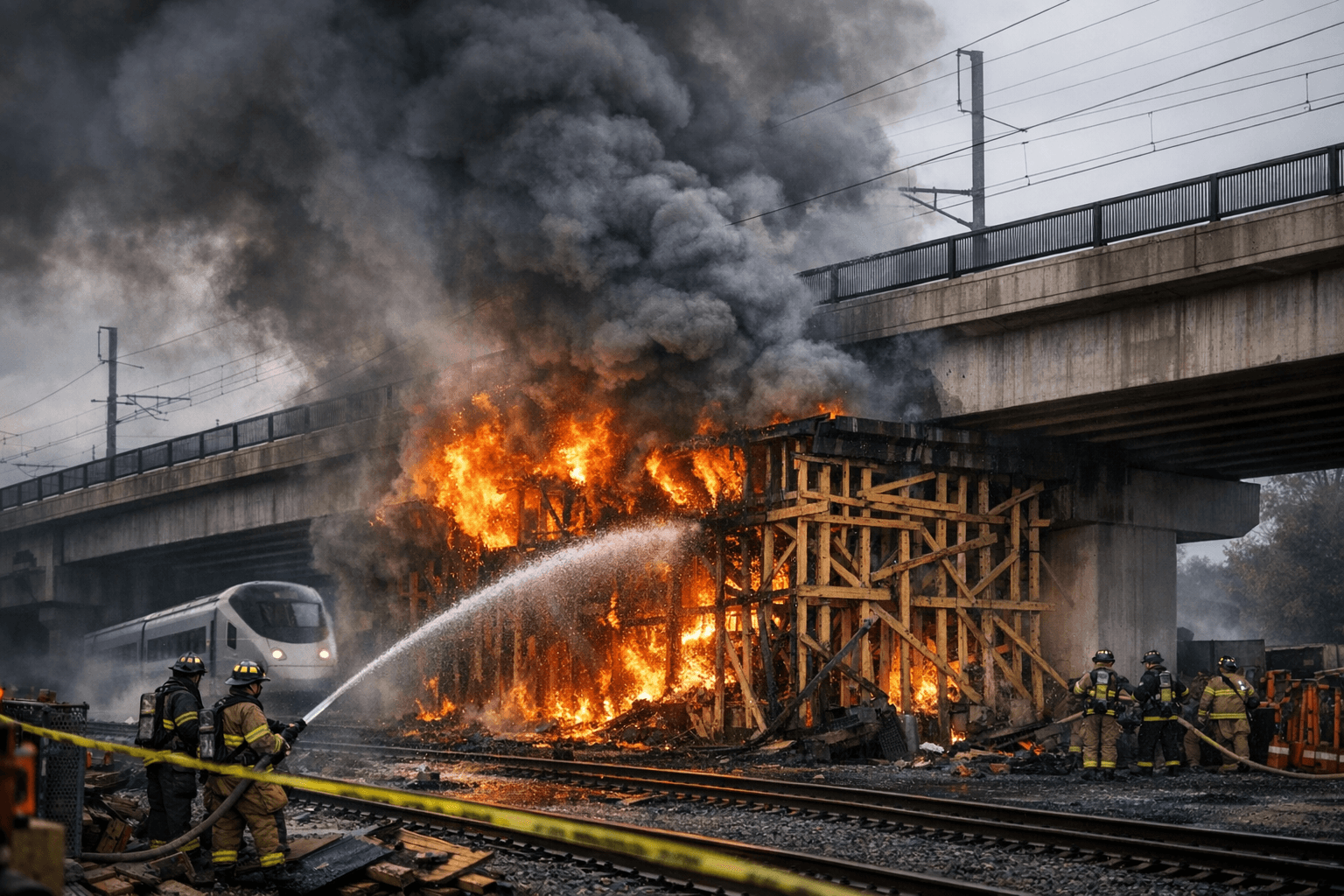 Fire at Church Avenue High-Speed Rail Overpass Halts Work, Trains
