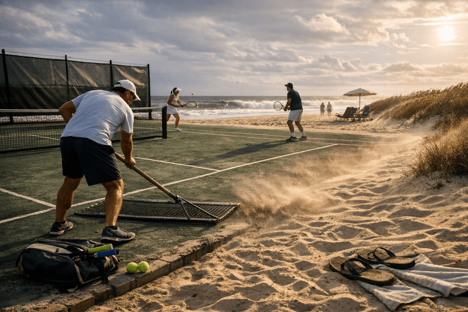 Hamptons' varied courts, coastal winds and sand demand adaptable play