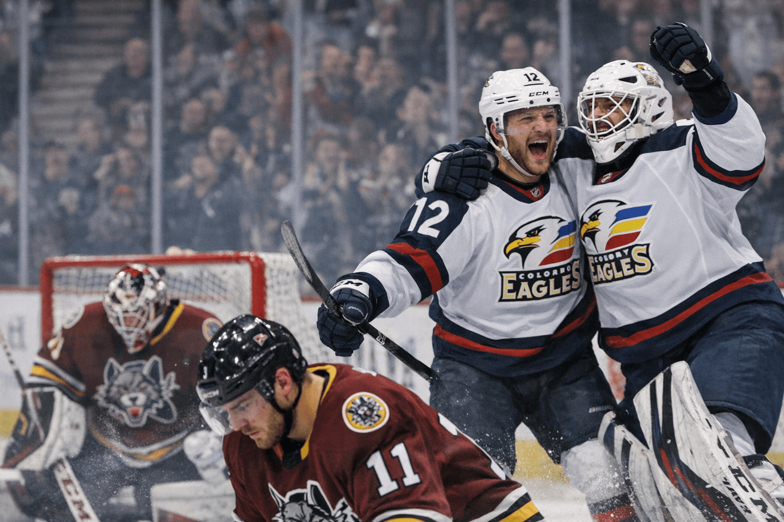 Eagles' five-goal second routs Wolves 6-2, ends 15-game road streak