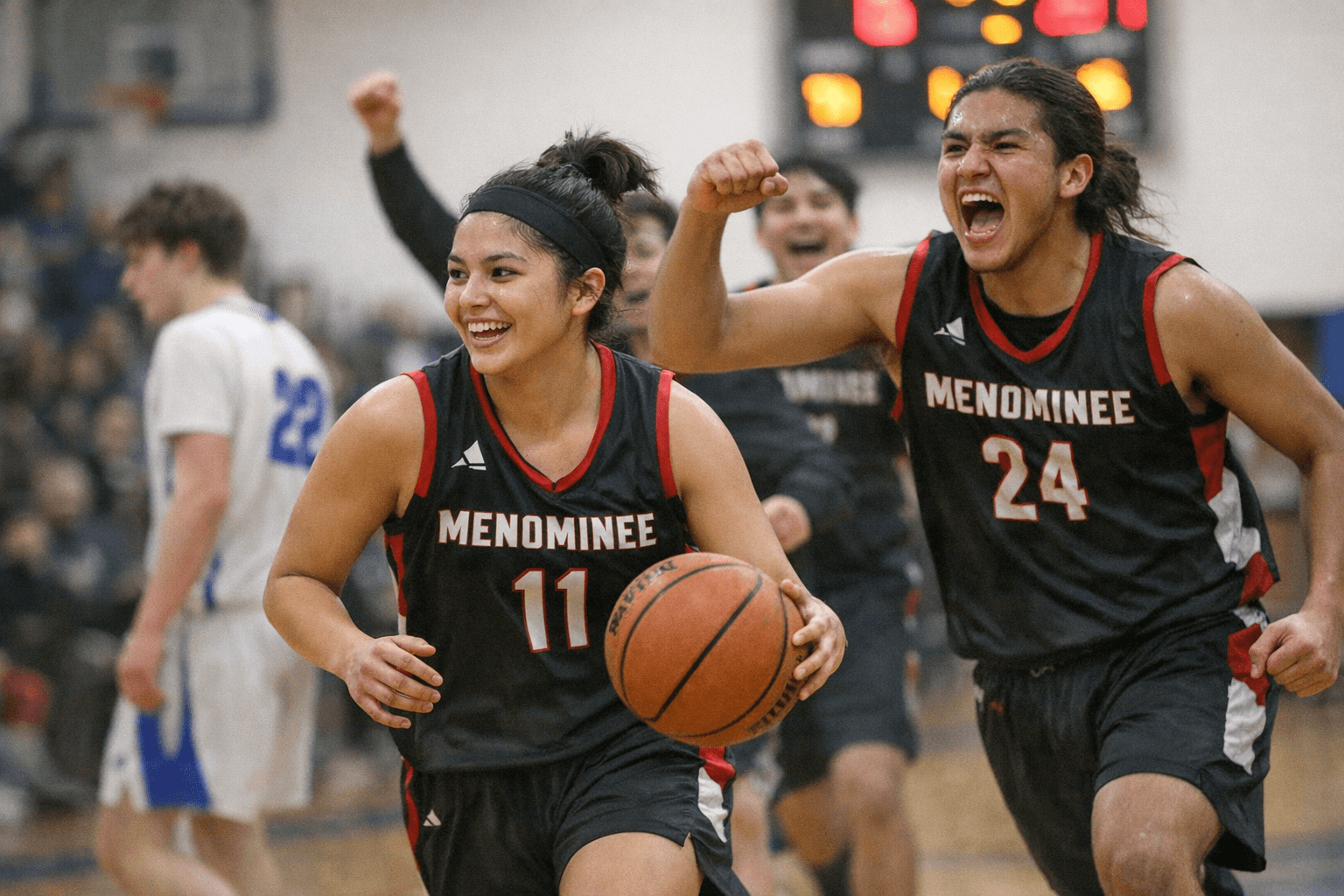Aaliyah Corn, Urijah Reevis propel Menominee Nation past Oconto 70-49