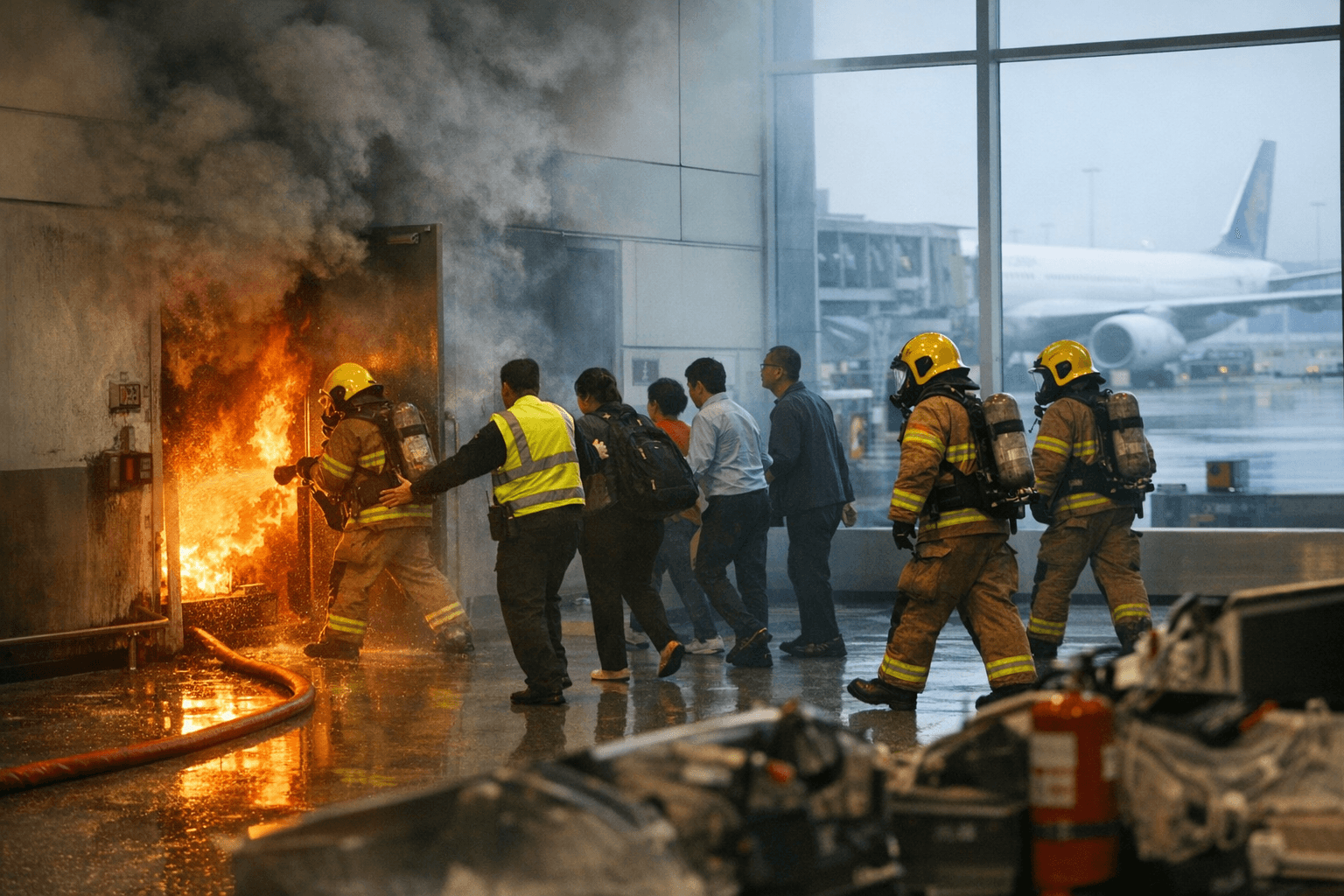 Fire at Hong Kong airport terminal forces gate closures, no injuries