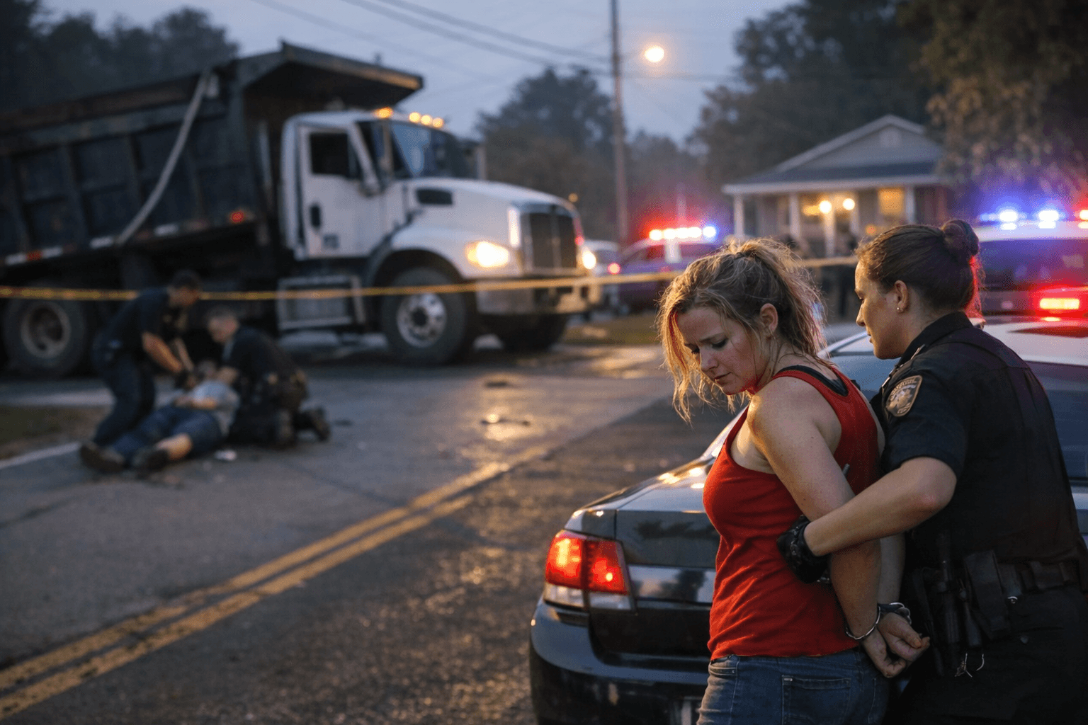 Woman Arrested After Fleeing in Dump Truck; Man Shot, Expected To Recover