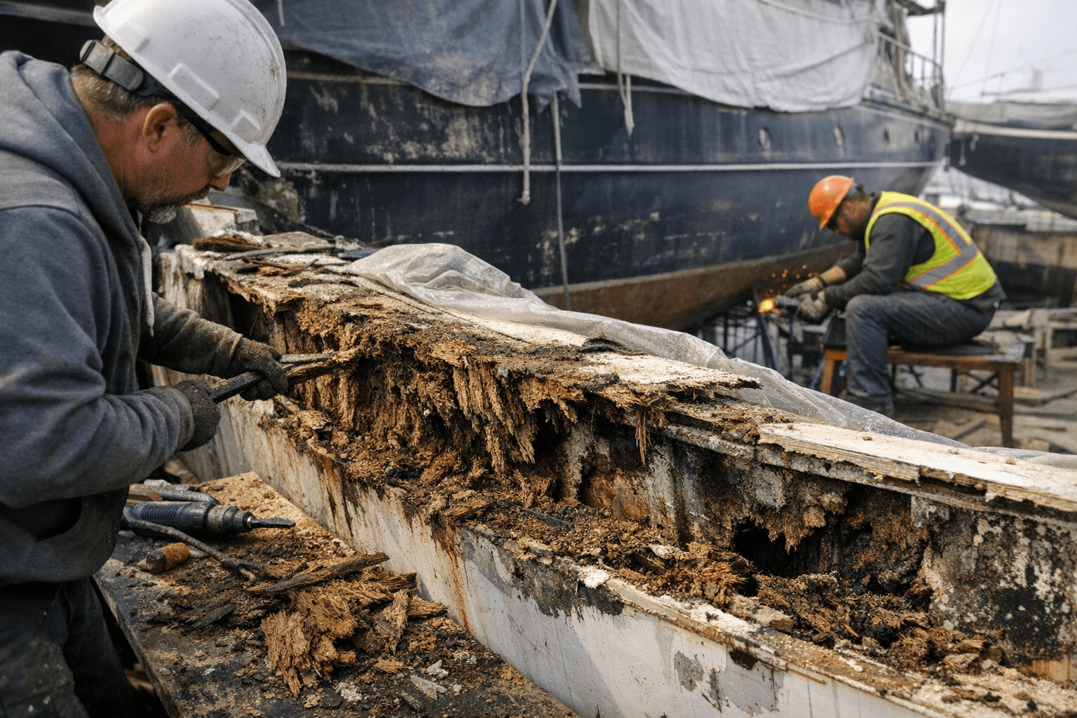 Deck Box Removal Reveals Hidden Bulwark Rot, Forces Major Structural Repairs