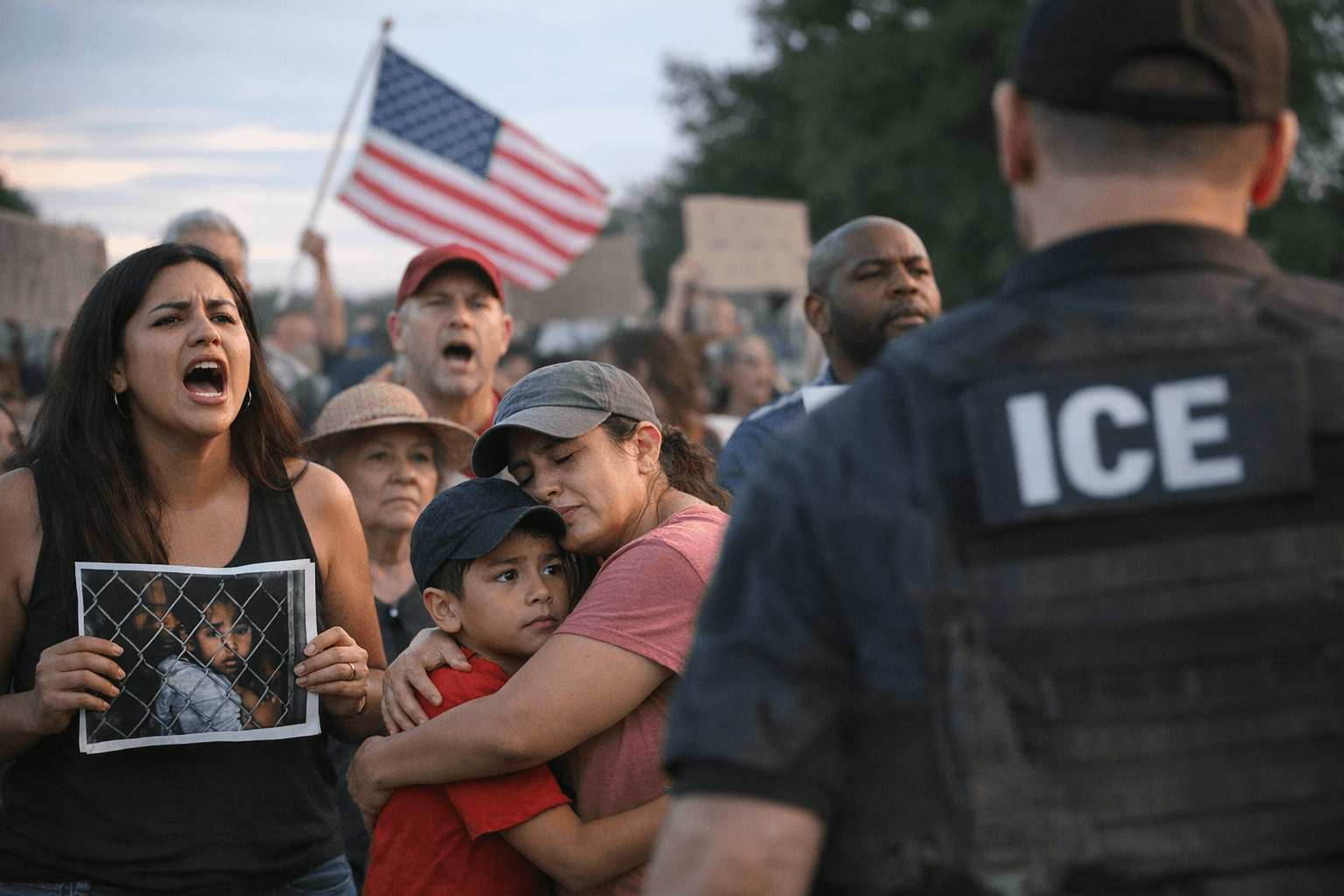 Dozens from Collin County Protest ICE Tactics and Trump Policies in McKinney