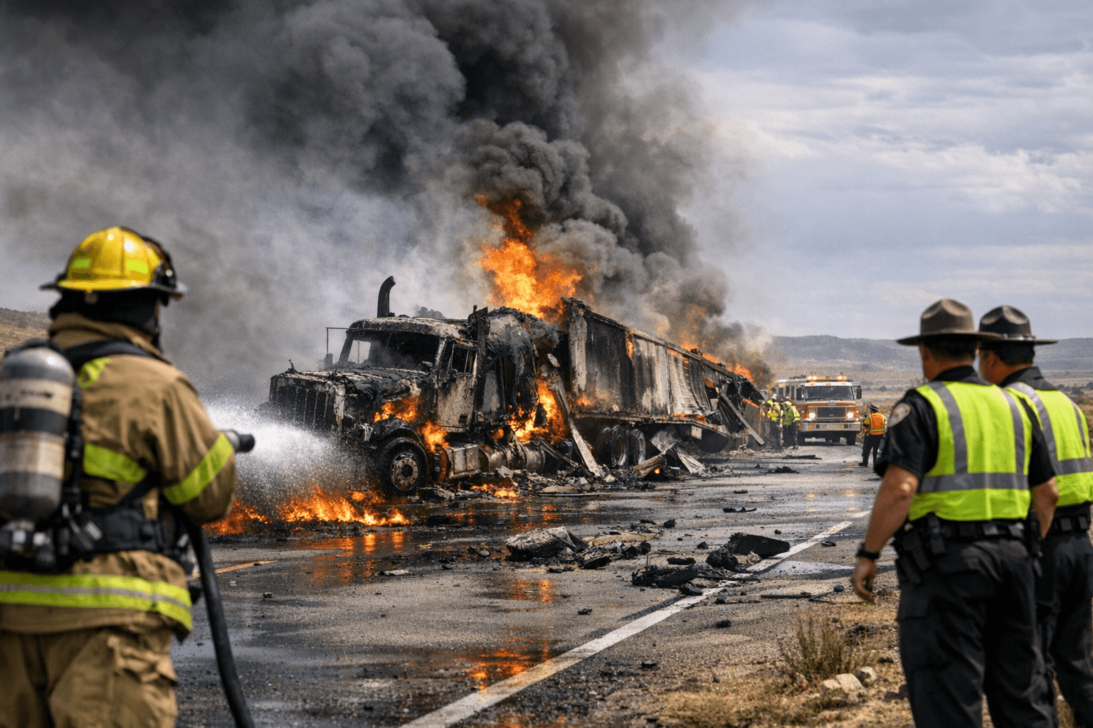 Diesel Semi Crash and Fire Shut Highway 64 at Mile Marker 33