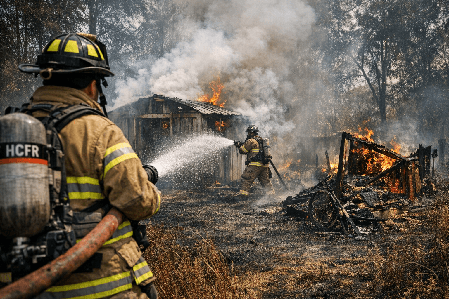 HCFR Extinguishes Three Sunday Brush Fires Amid County Burn Ban