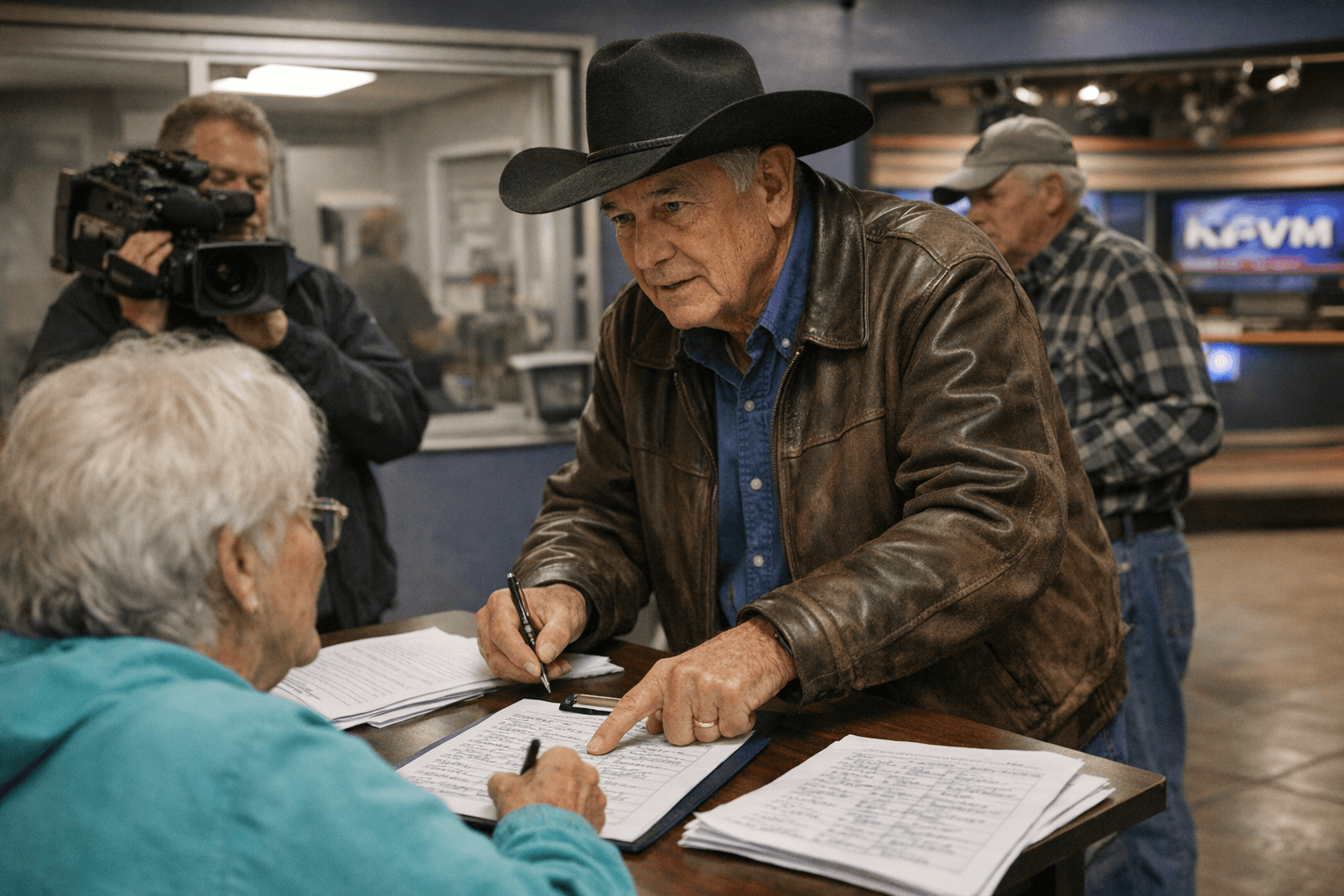 Tom Waters Collects Signatures at KPVM to Place Pahrump Town Board Question