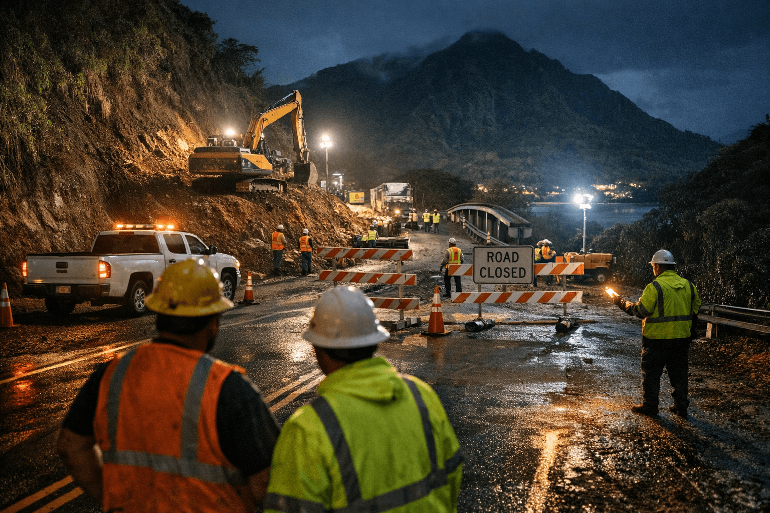 Nightly Full Closures on Kūhiō Highway Hanalei Hill Feb. 23 to 27