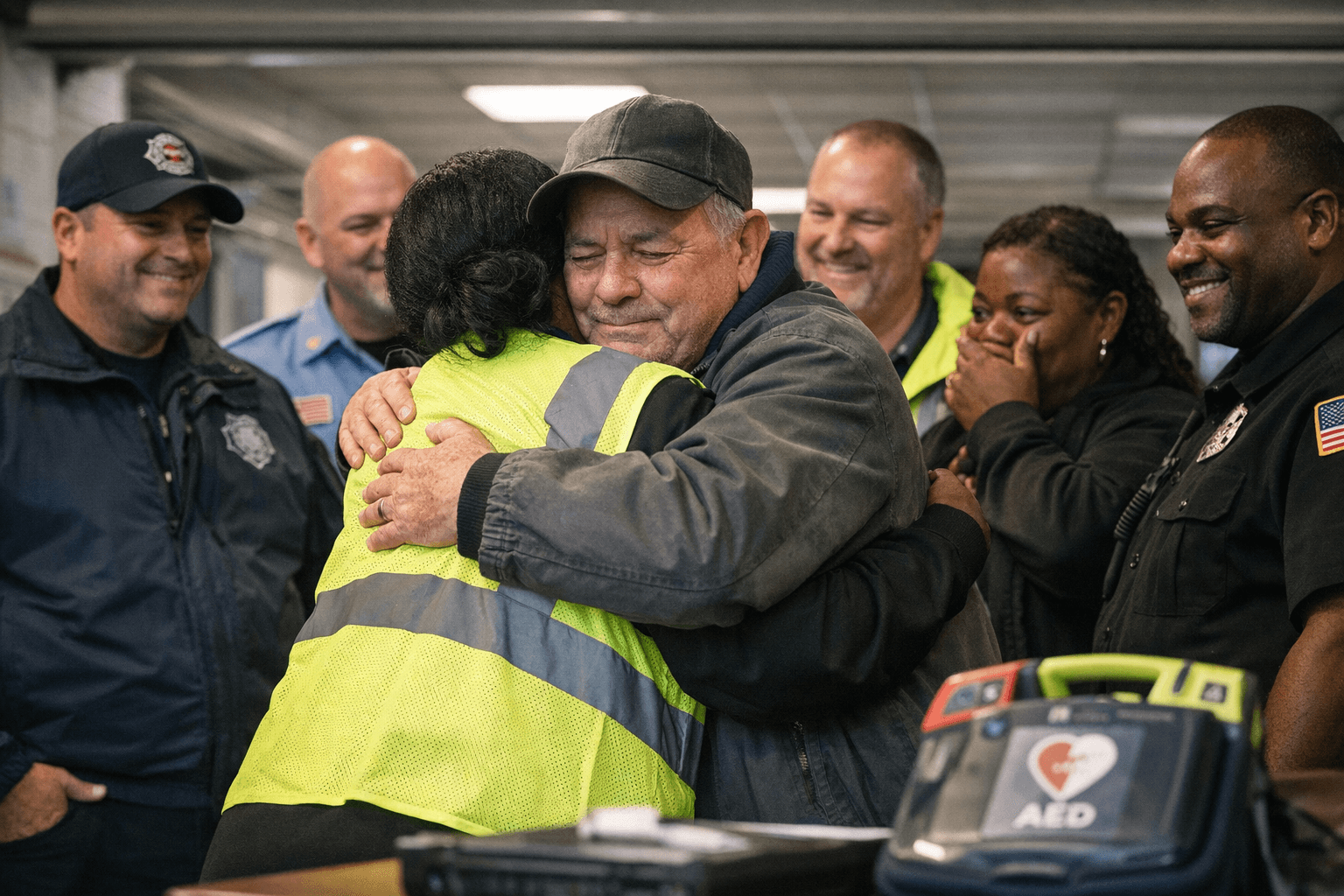 Guilford County Schools employee Mike Lee reunites with coworkers after cardiac arrest