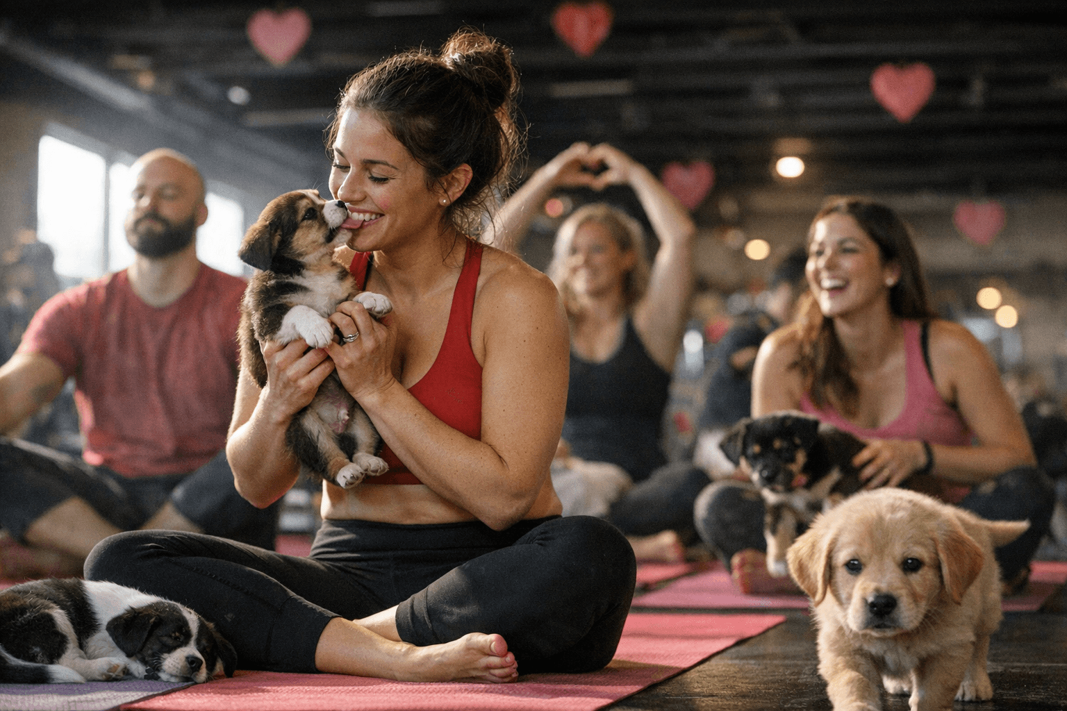 Family Legacy Fitness Hosts Puppy Love Valentine's Yoga with Adoptable Puppies