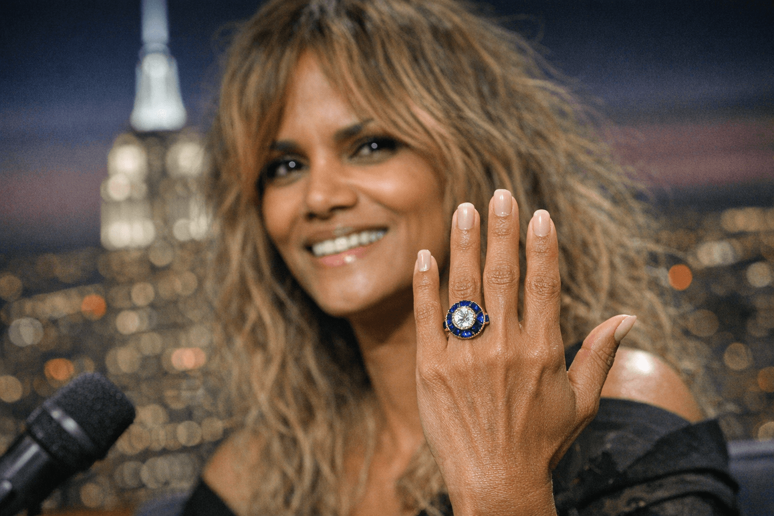 Halle Berry Reveals Sapphire-Set 1940s Retro Engagement Ring Sourced by Vintage Dealer