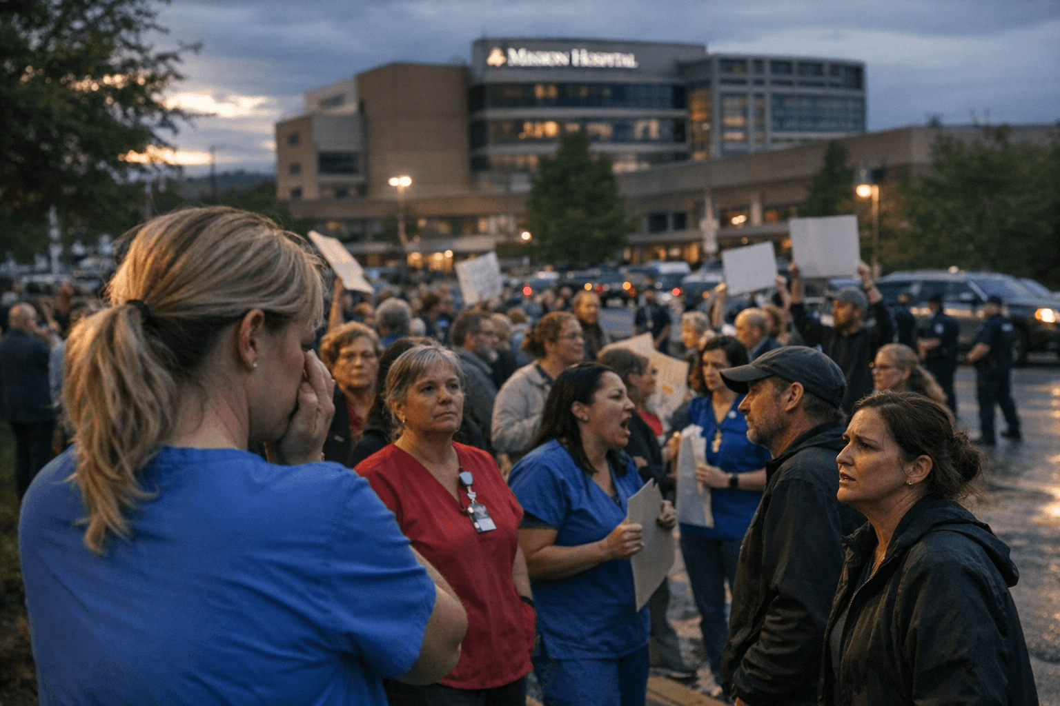 Dozens protest at Mission Hospital over nurse firing and patient safety