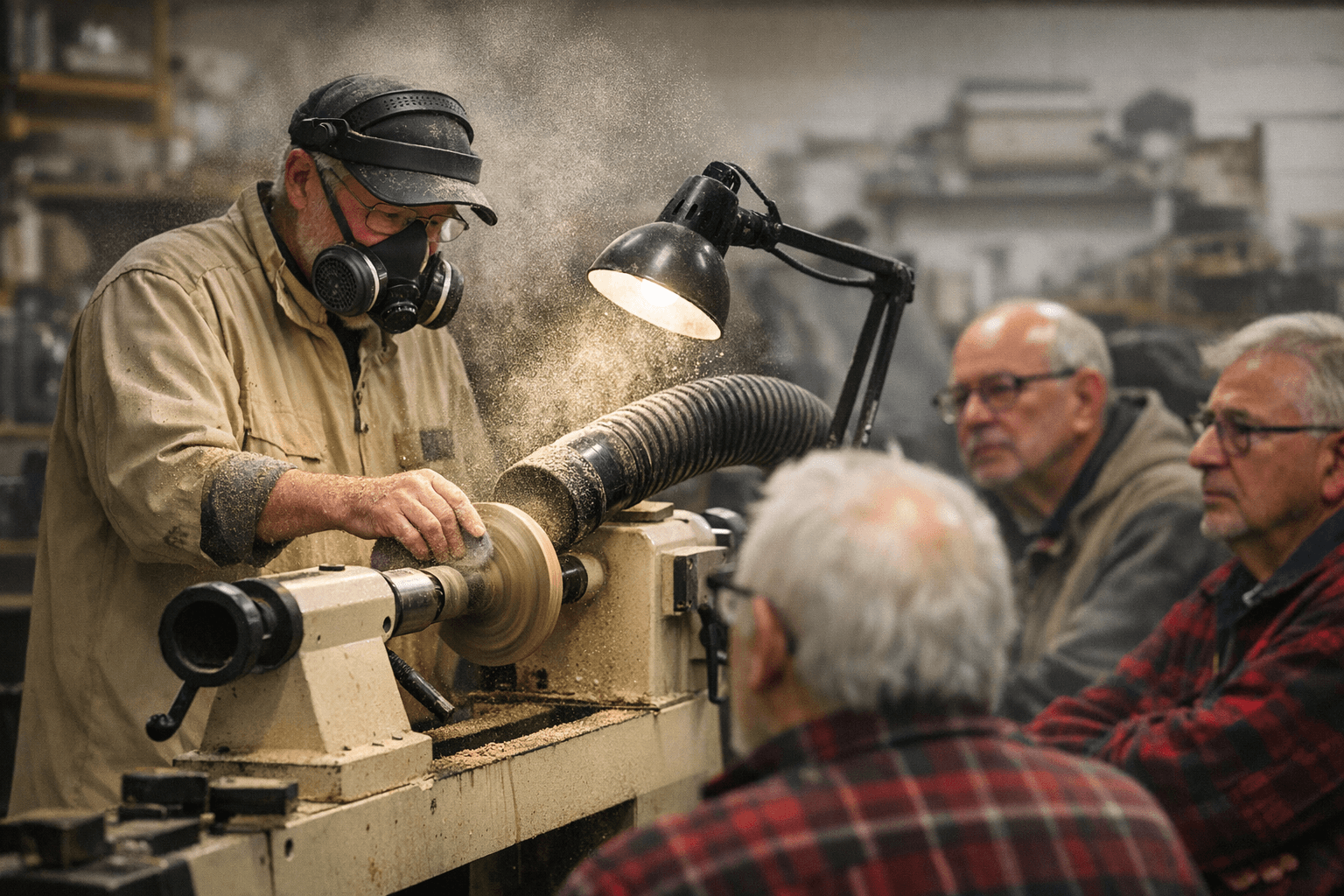 Dennis Motl Demonstrates Lathe Dust Collection and Sanding to Milwaukee Area Woodturners