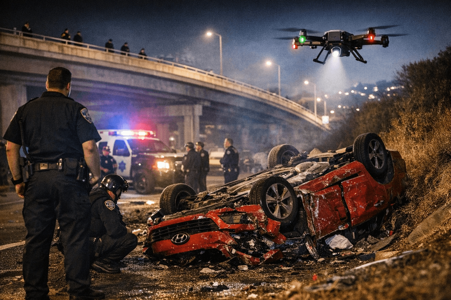 SFPD Drone Tracks Suspected Stolen Car That Flipped in Bayview