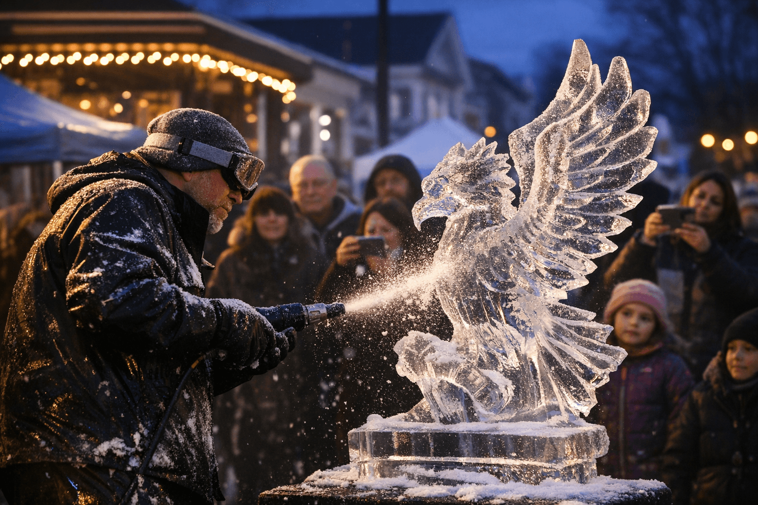 Seventh Annual Port Jefferson Ice Festival Draws Crowds for Live Carvings