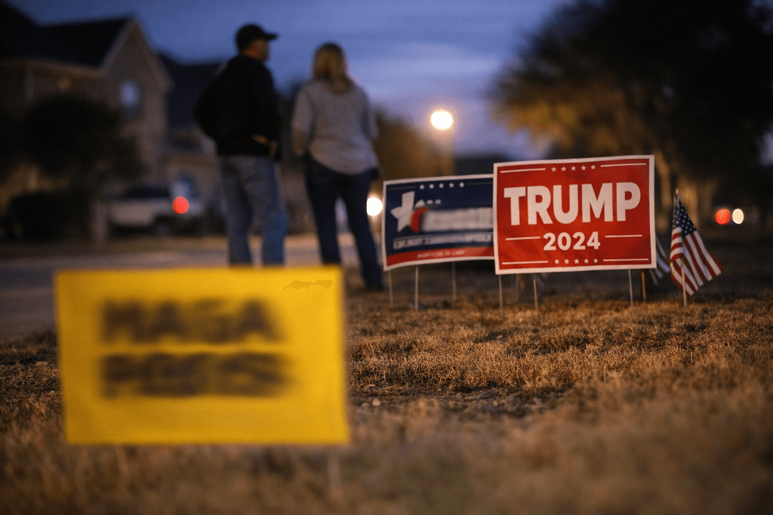 MAGA Loves Pedos signs placed near GOP yard signs in Collin County